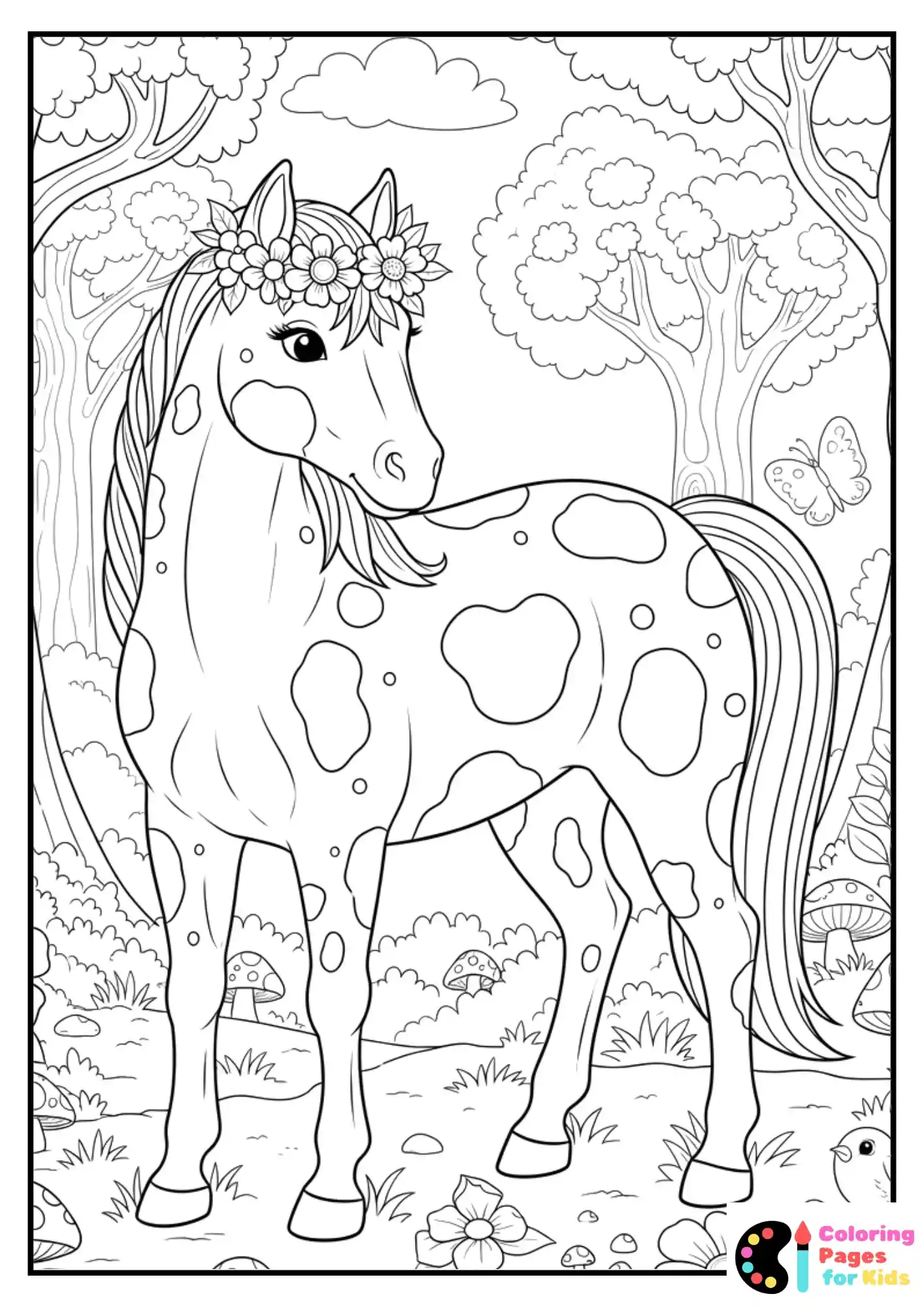 miniature horse for kids coloring page