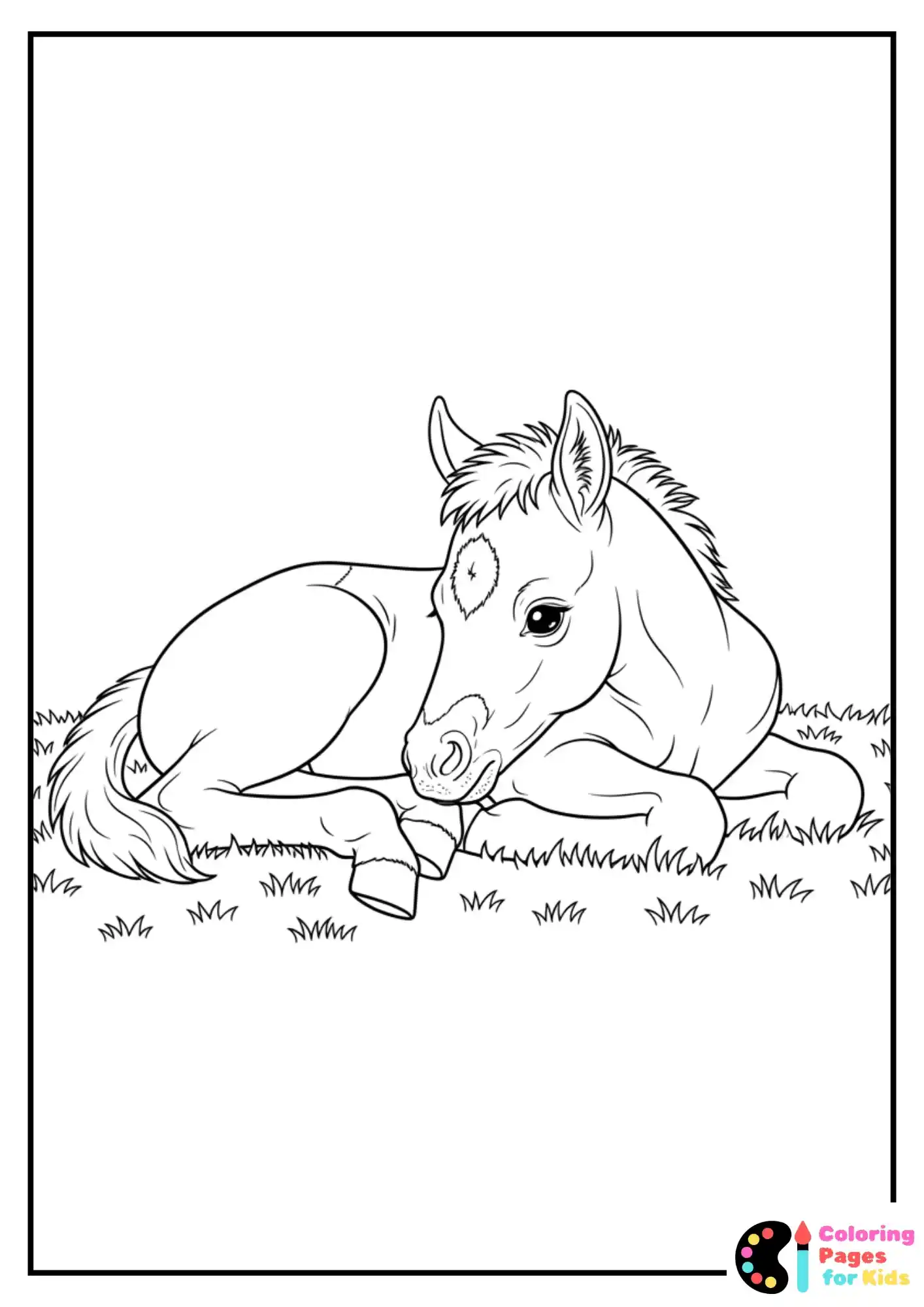newborn foal resting coloring page