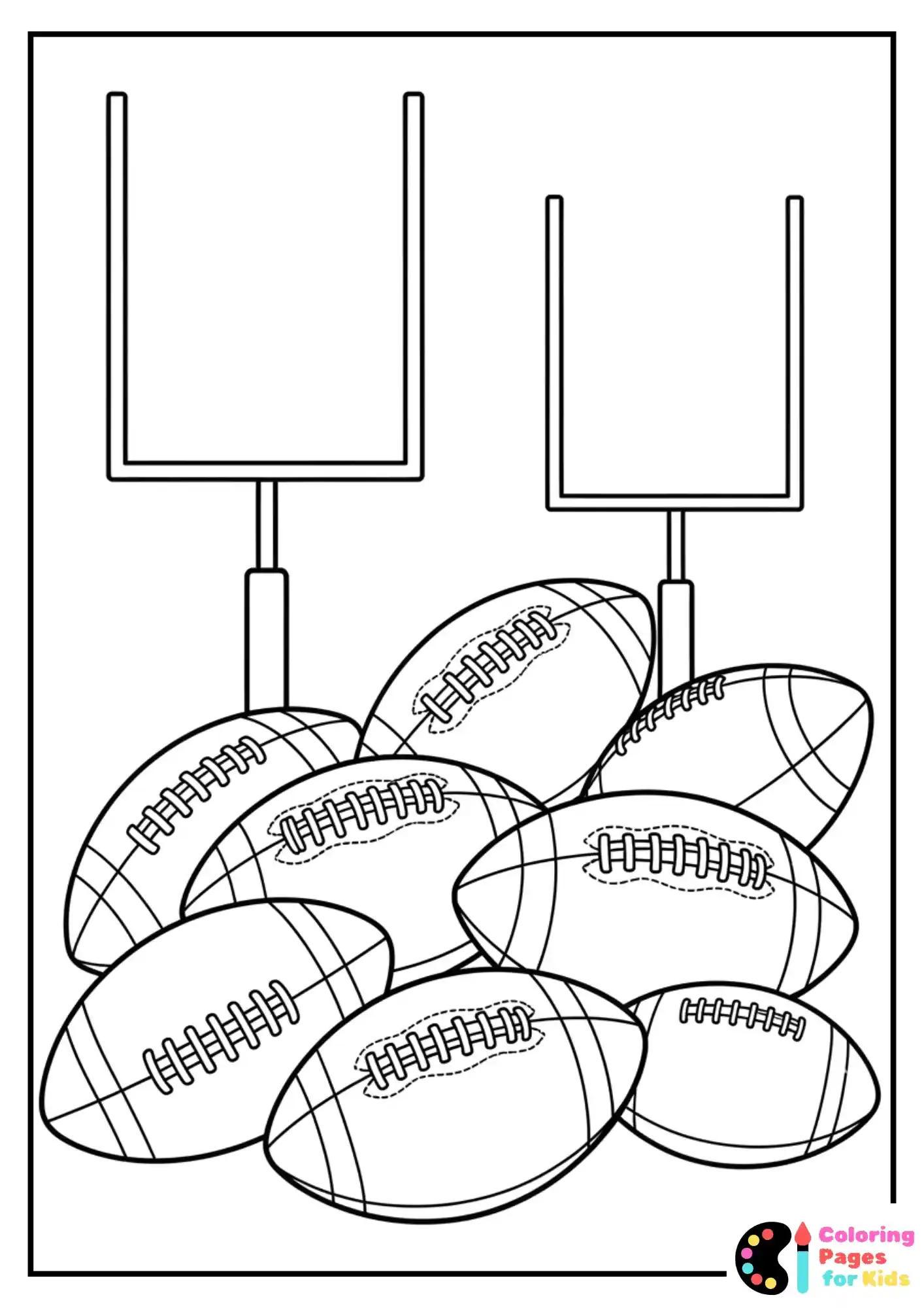 nfl balls and goal post coloring page