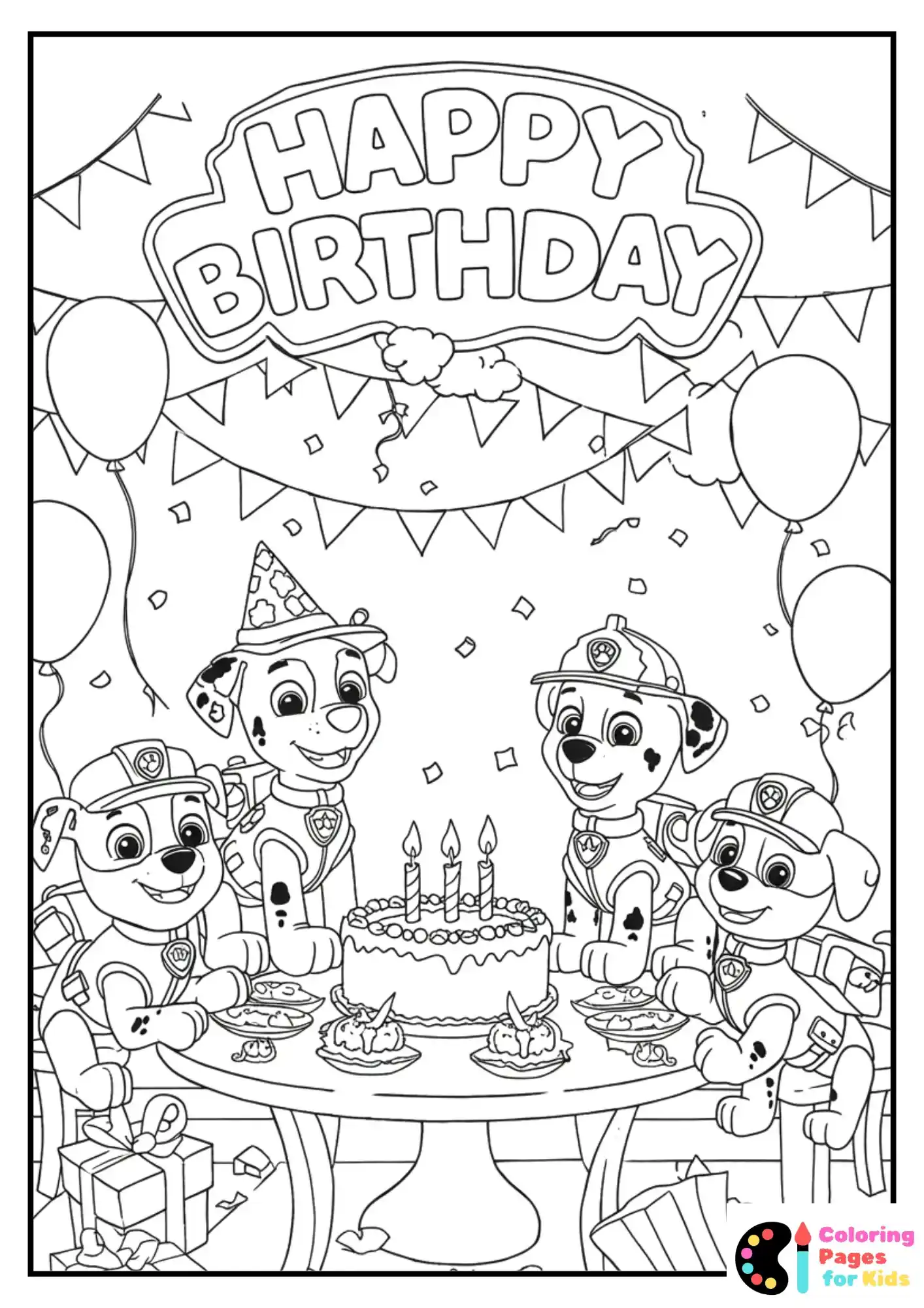 paw patrol birthday coloring page