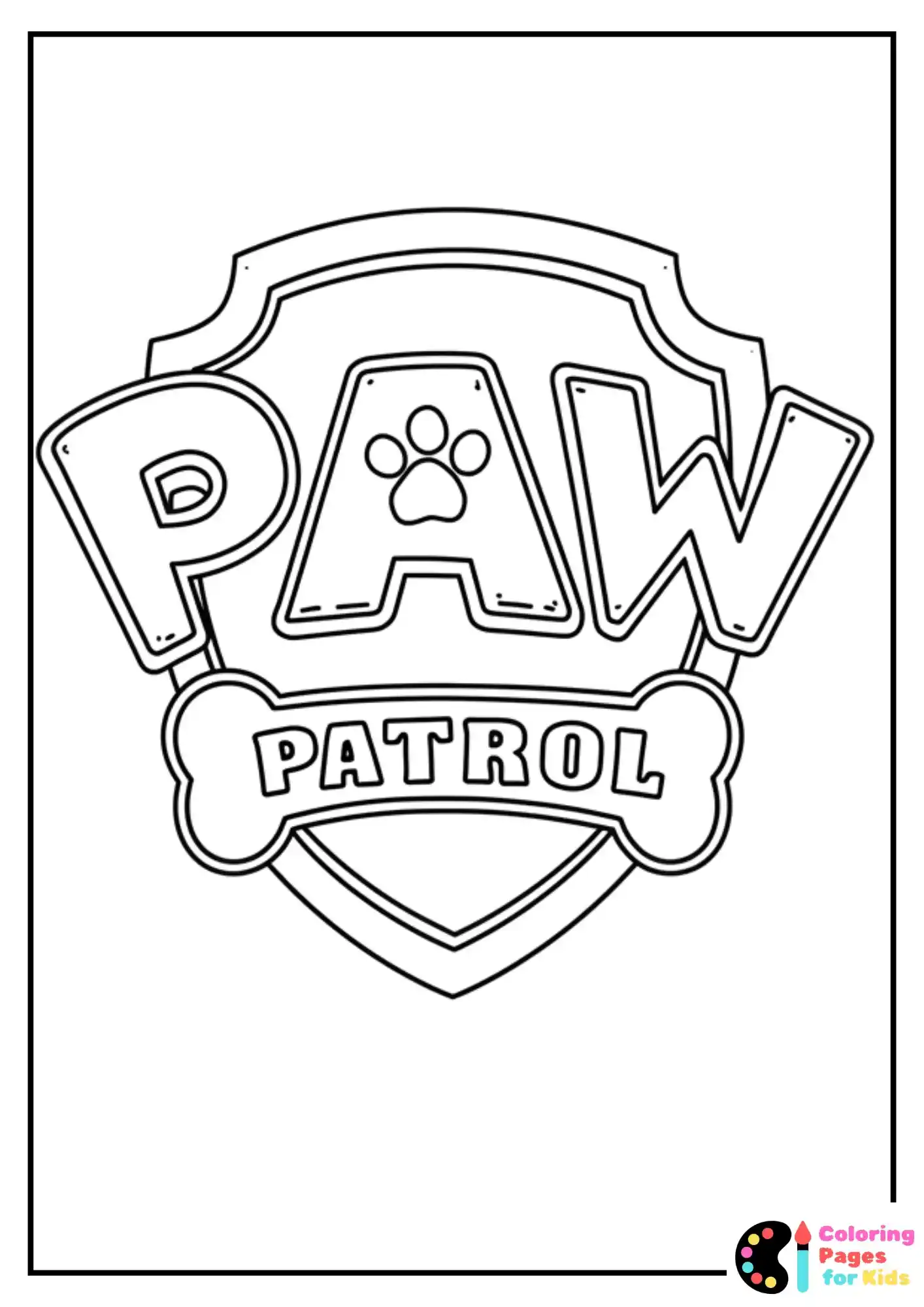 paw patrol logo easy coloring page