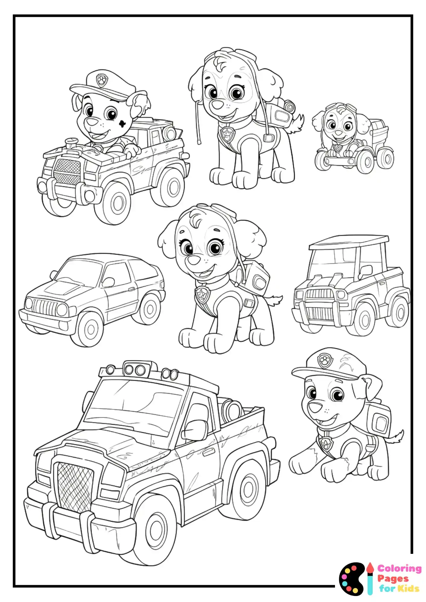 paw patrol pups in their vehicles