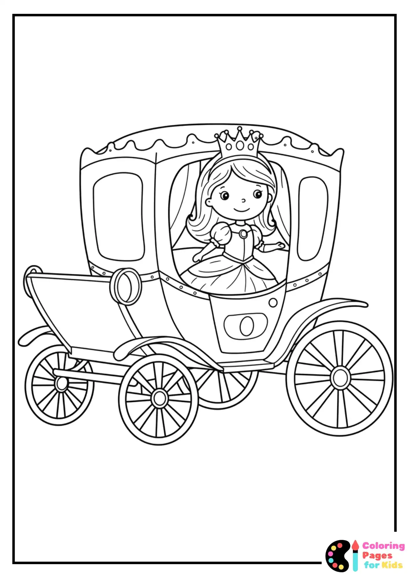 princess in royal carriage coloring sheet