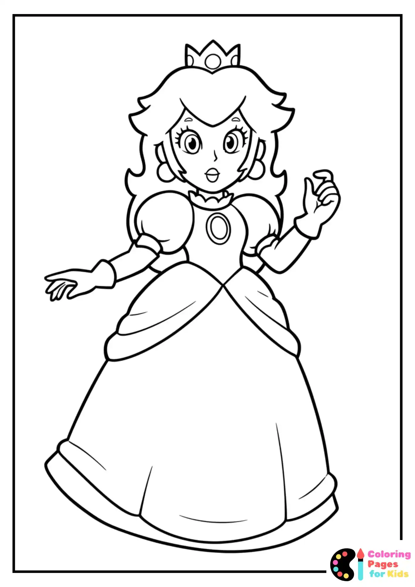 princess peach and mario coloring page