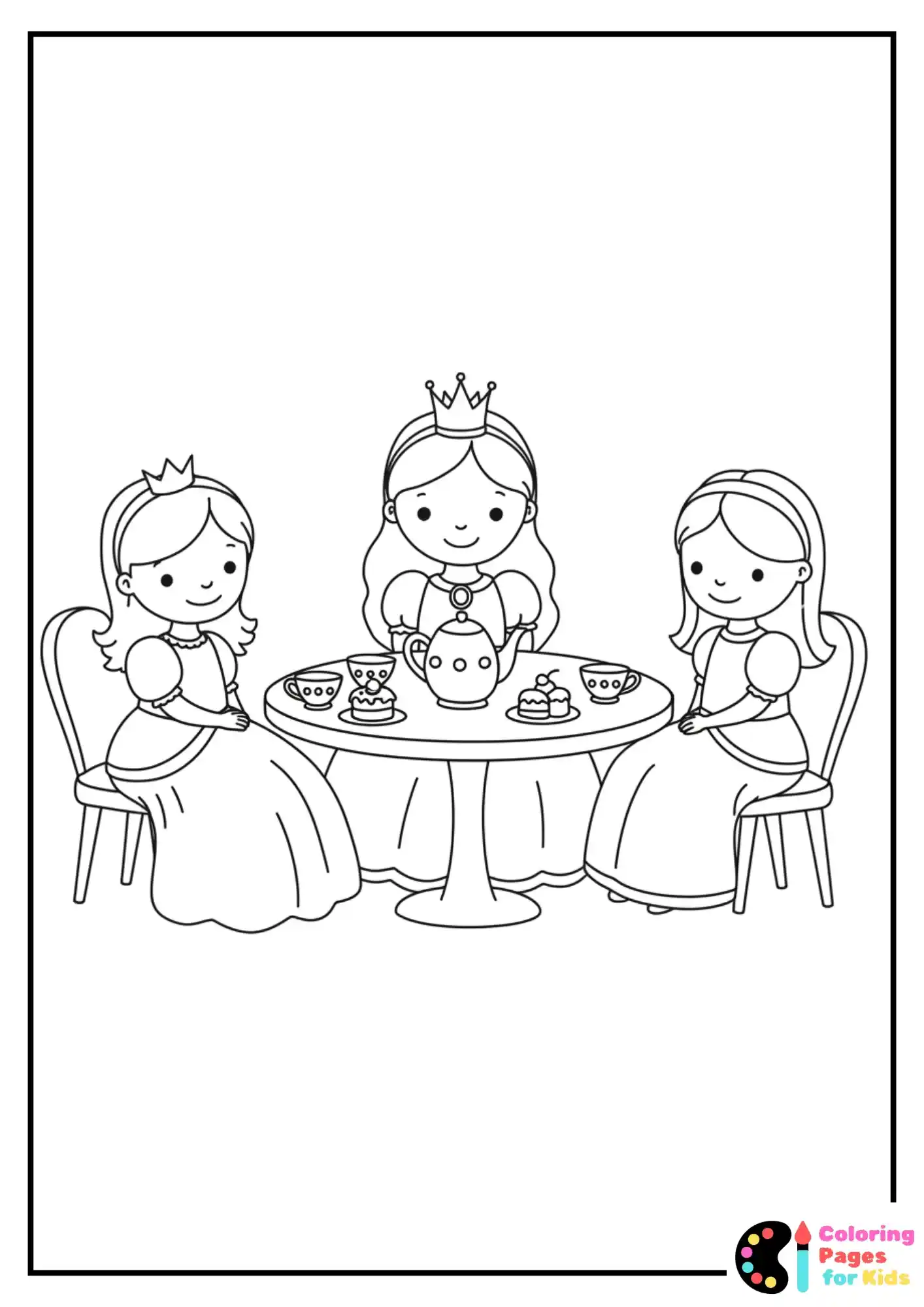princess tea party coloring page