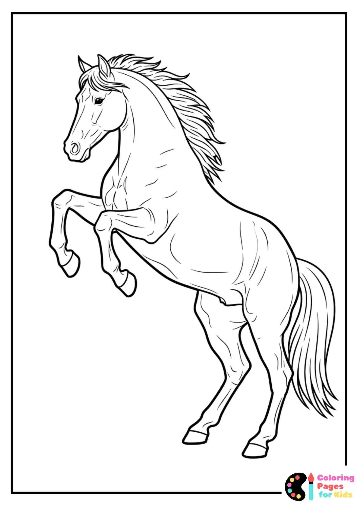 rearing horse coloring sheet for kids