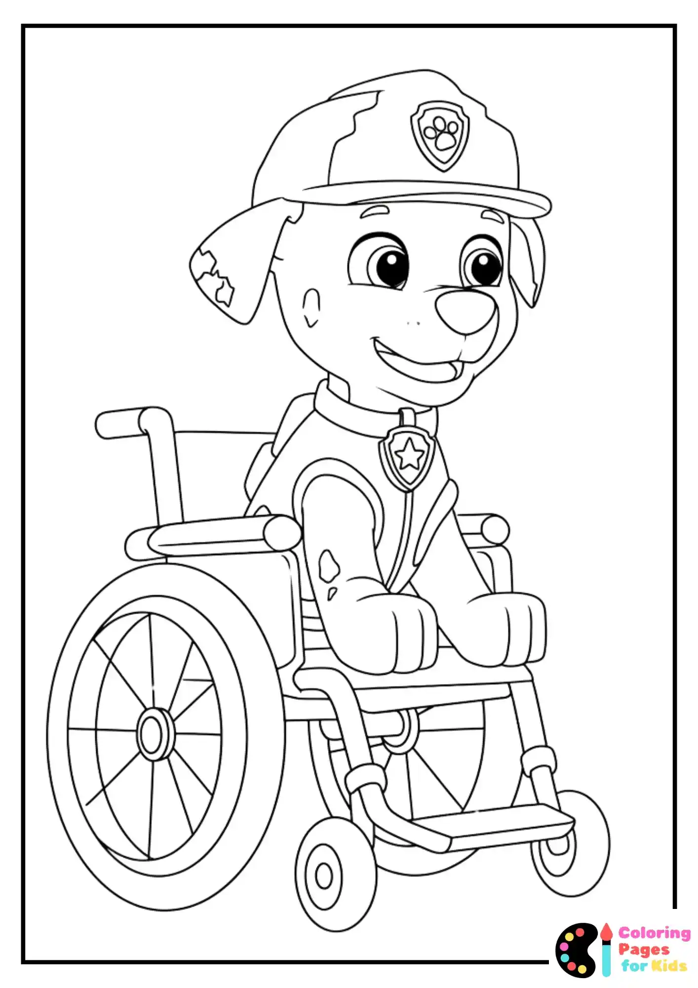 rex pup in wheelchair coloring page