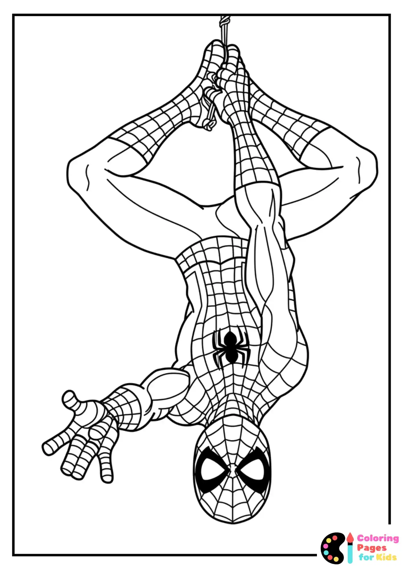 spiderman hanging upside down coloring sheet