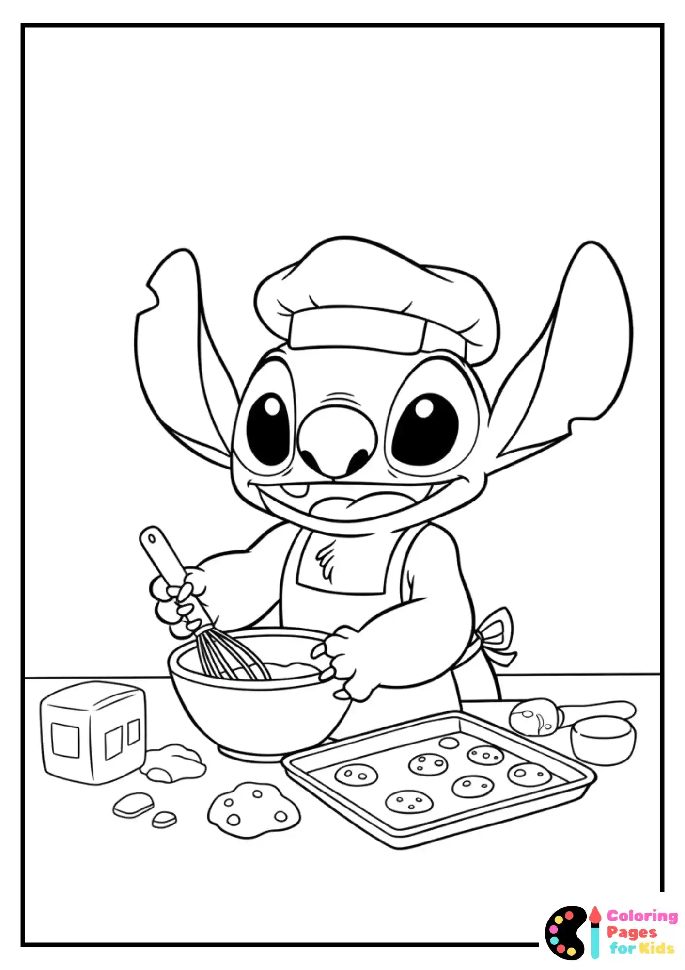 stitch baking cookies coloring sheet