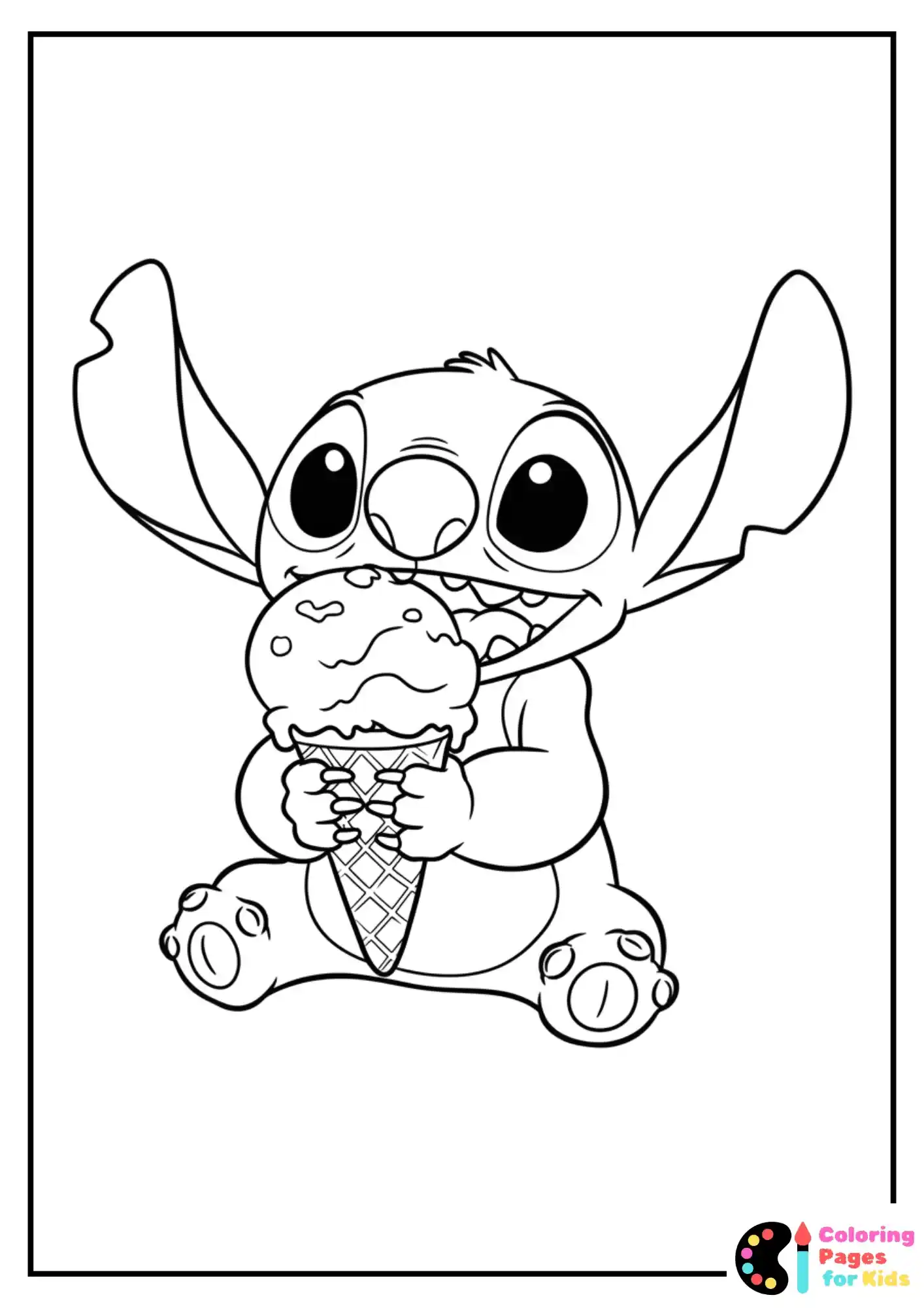 stitch eating ice cream coloring sheet