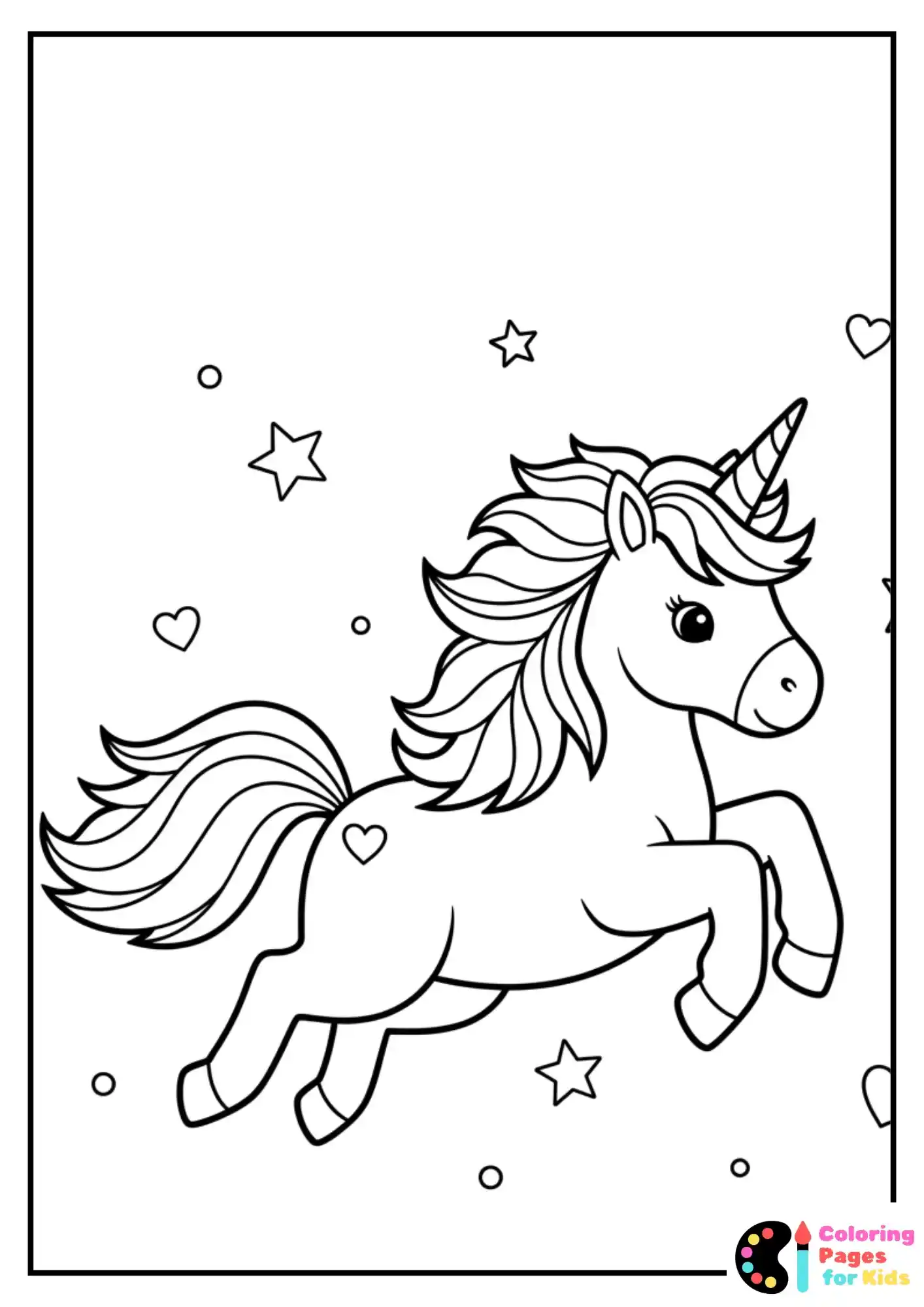 unicorn leaping in air coloring sheet