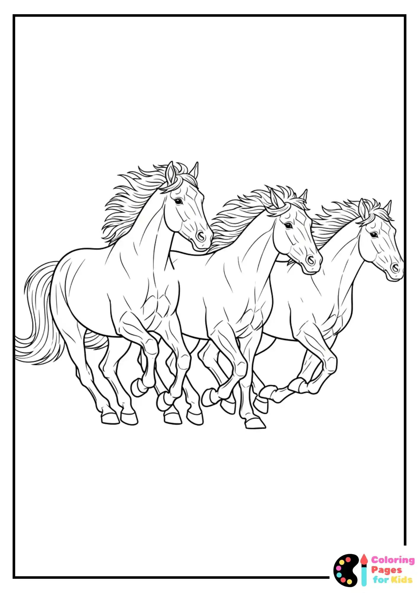 wild horses running coloring sheet