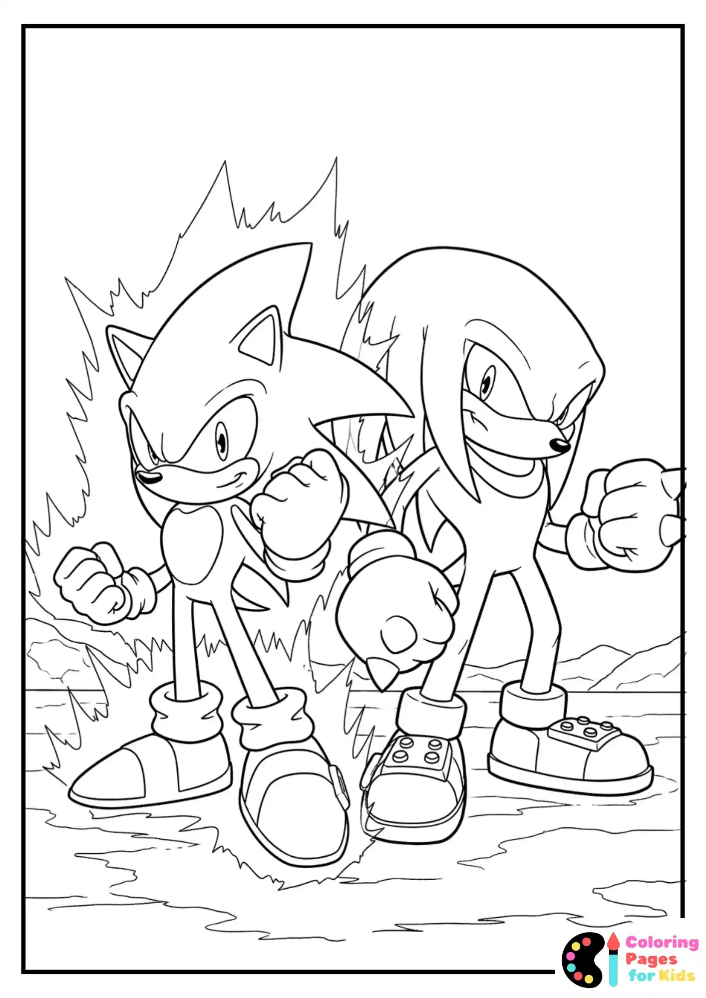 Hyper Sonic beside Knuckles, both ready for fight