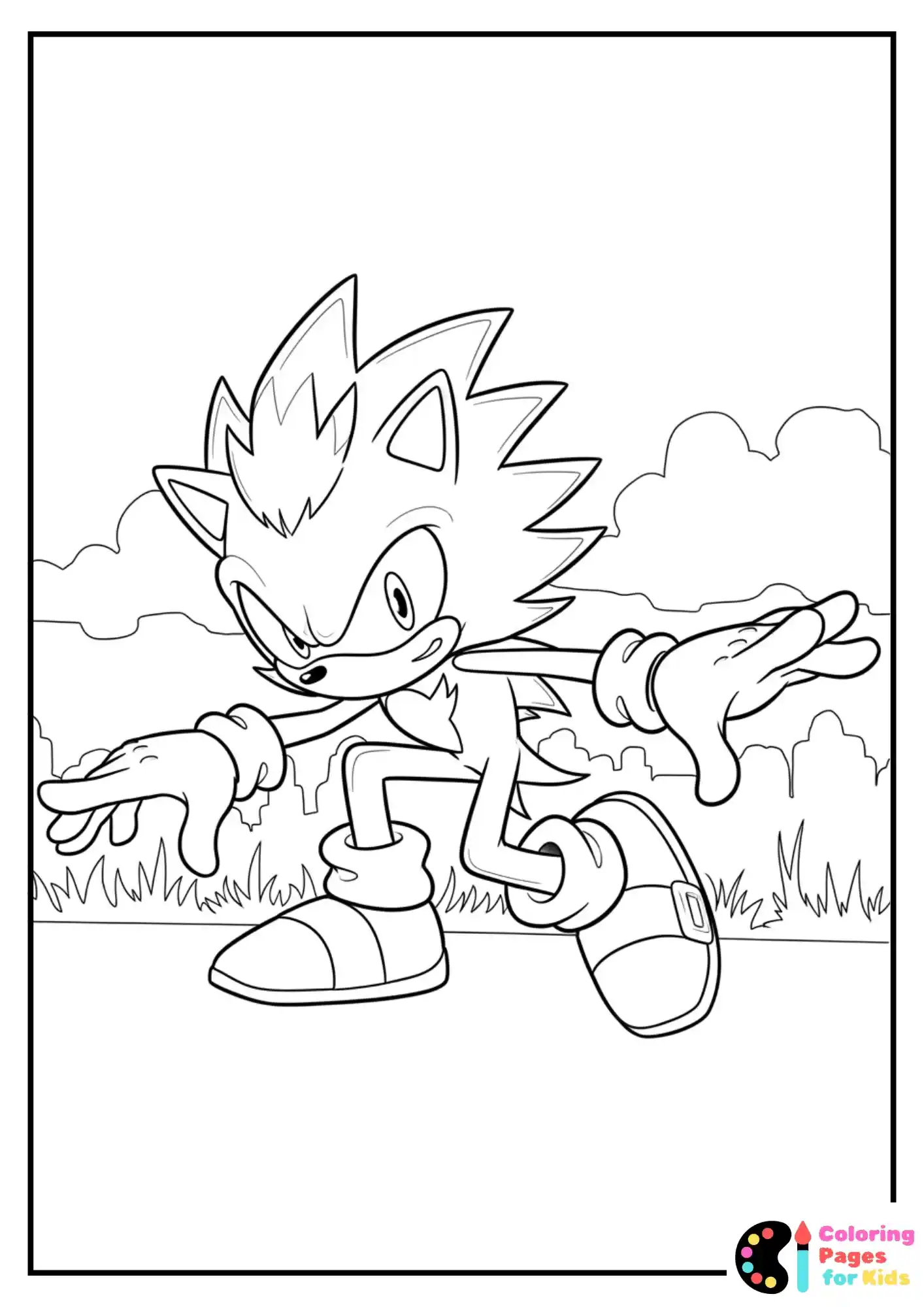 Hyper Sonic crouched in a ready-to-run pose