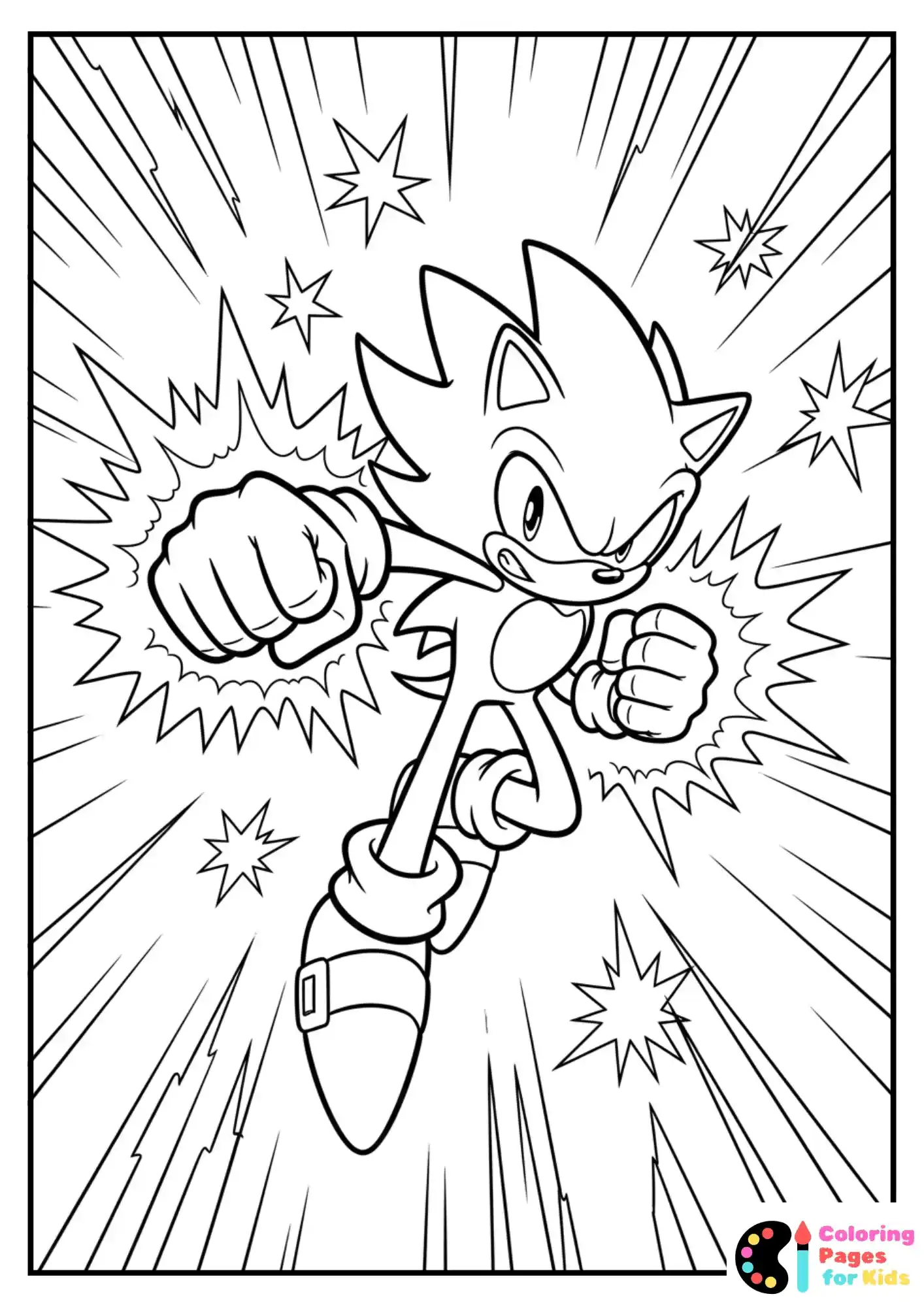 Hyper Sonic delivering a powerful punch, energy radiating