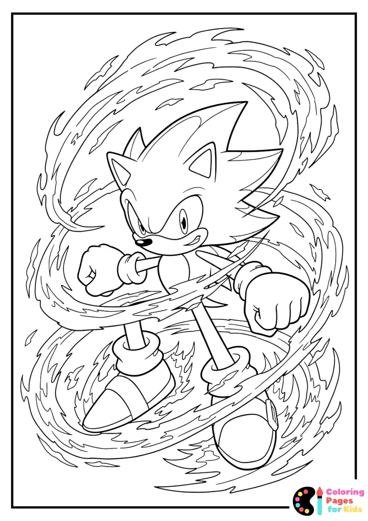 Hyper Sonic in a burst of flame-like energy waves