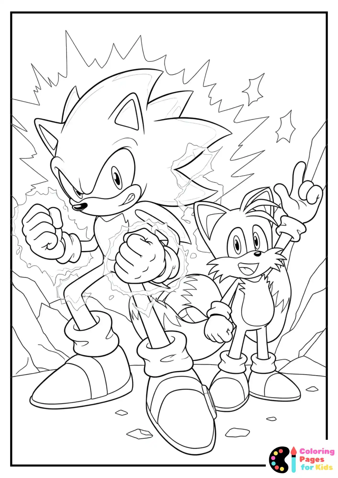 Hyper Sonic powering up next to Tails cheering