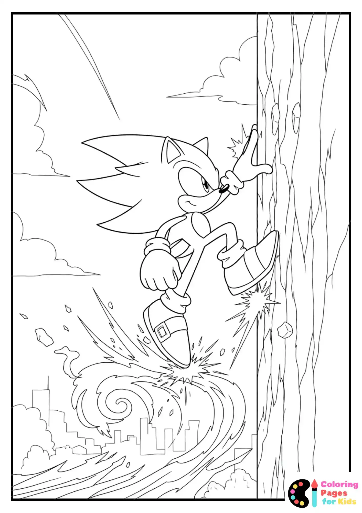 Hyper Sonic running up a vertical wall