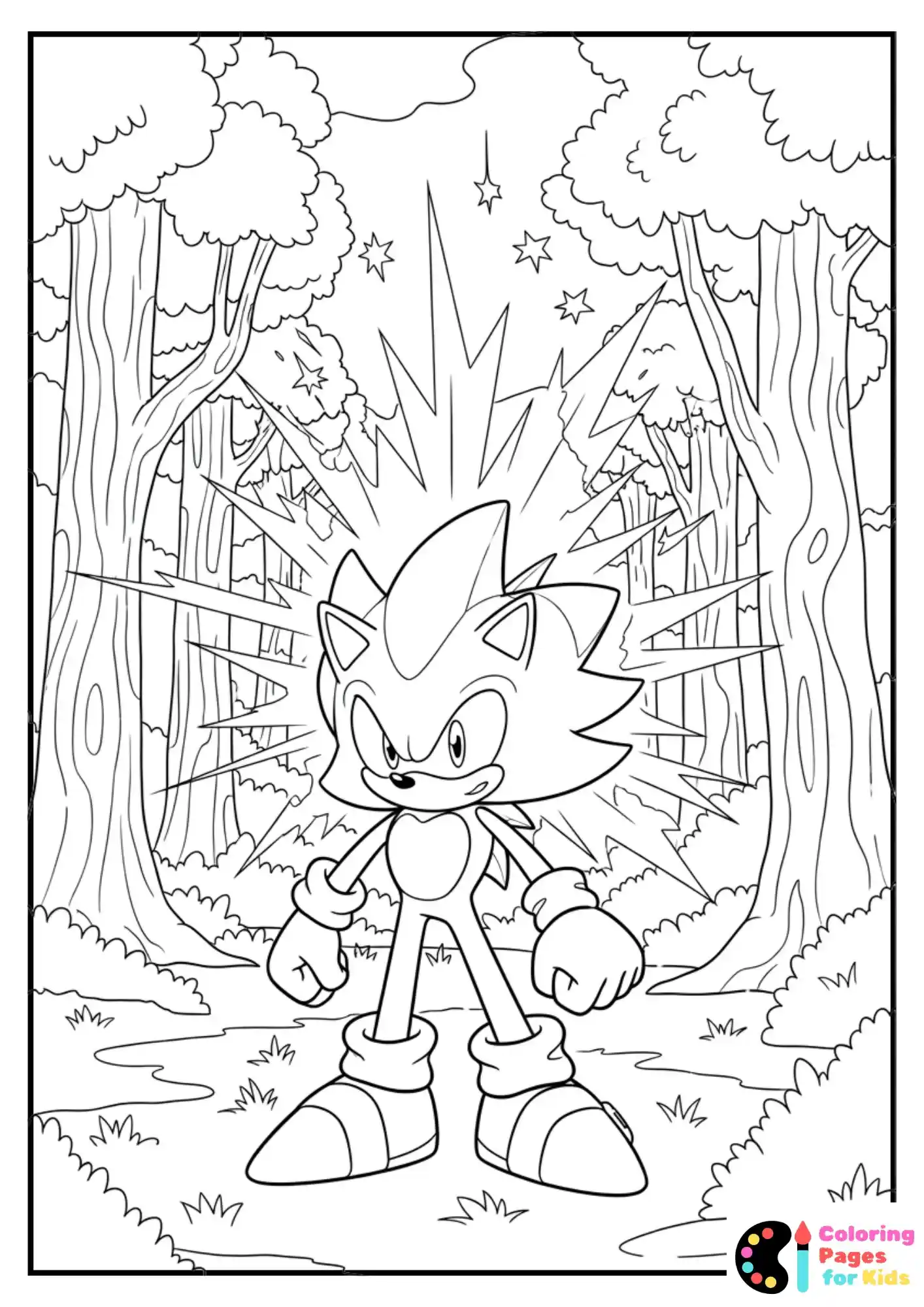 Hyper Sonic standing in a forest glade