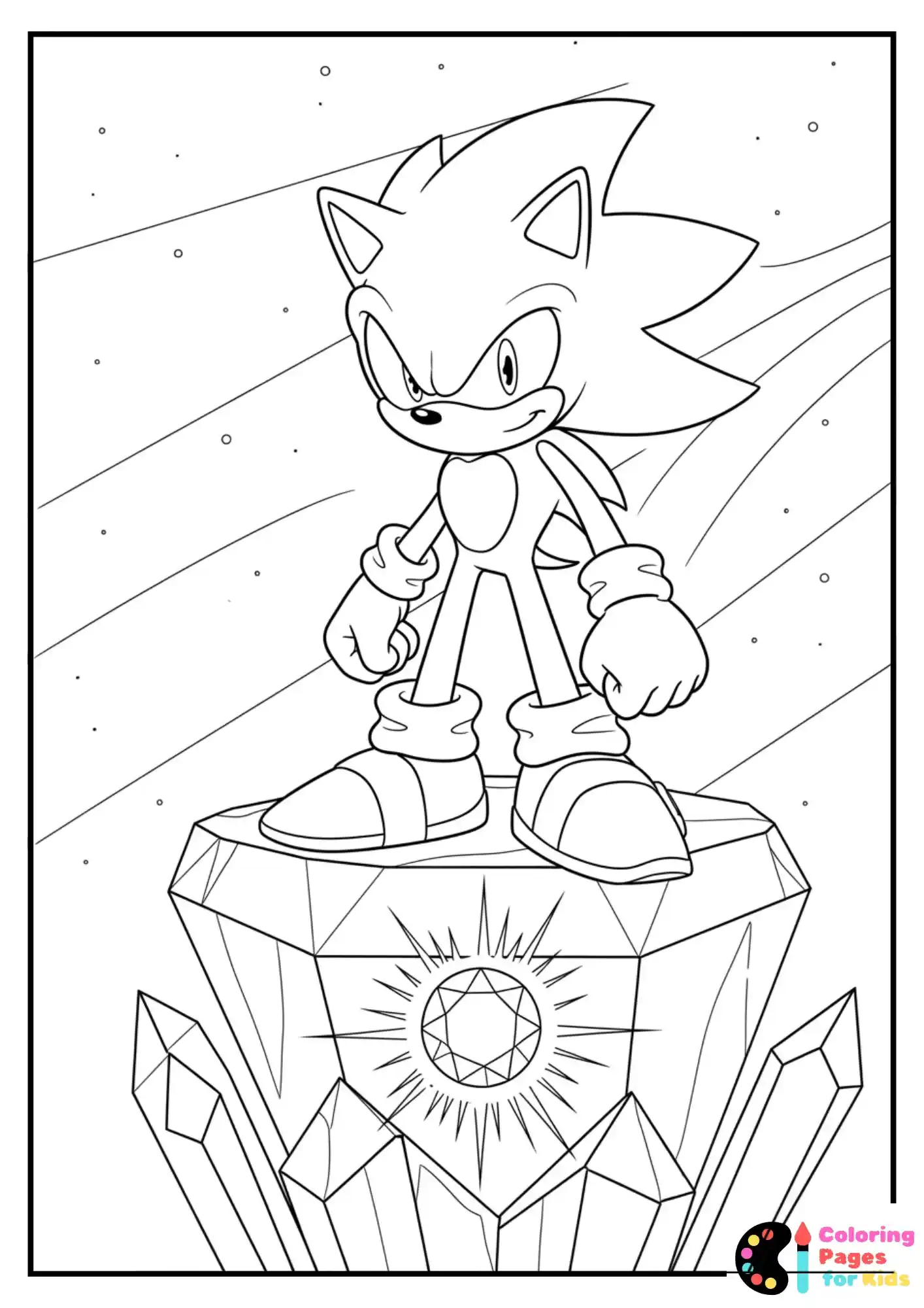 Hyper Sonic standing on a crystal pedestal