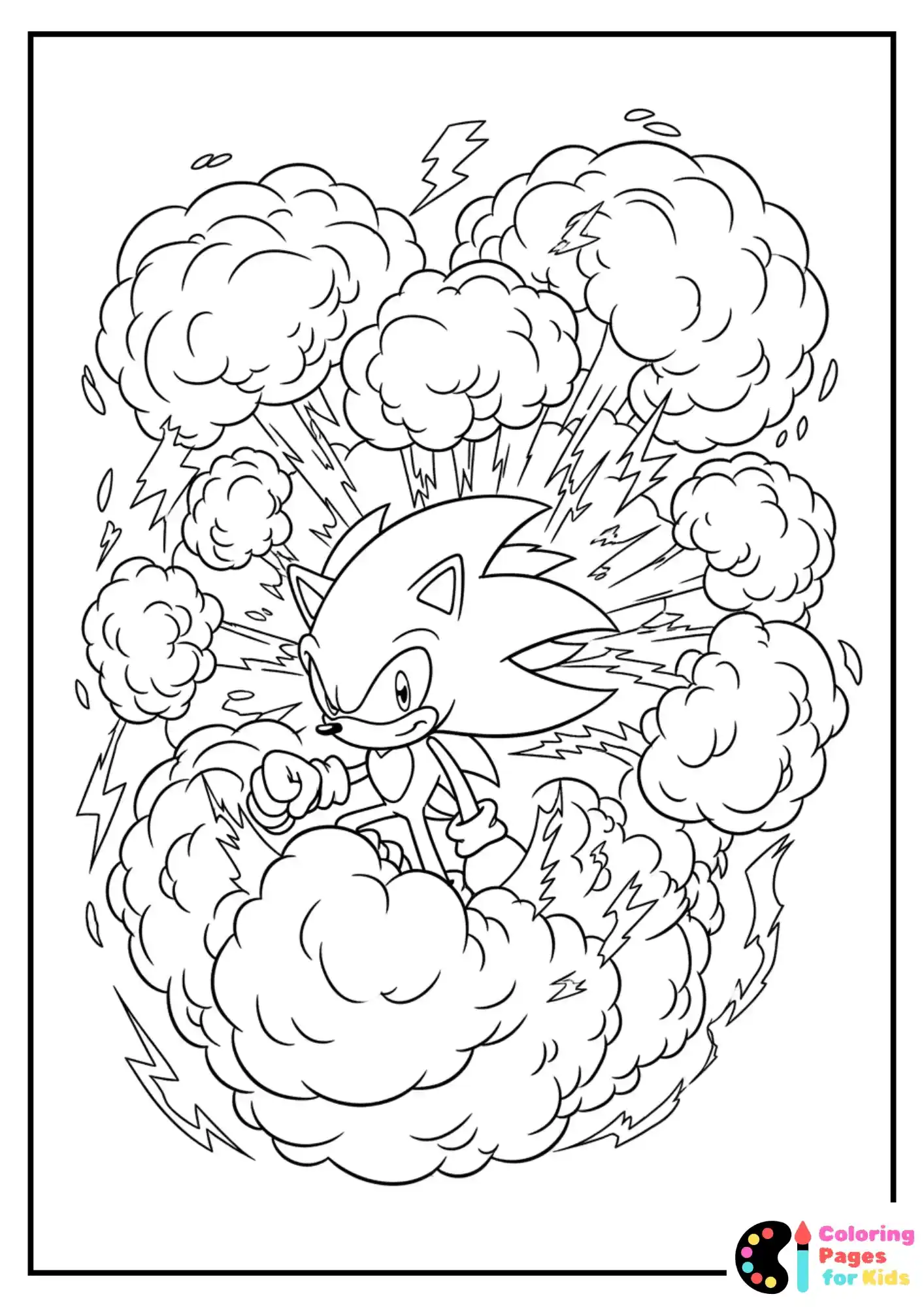 Hyper Sonic with a huge energy explosion behind him