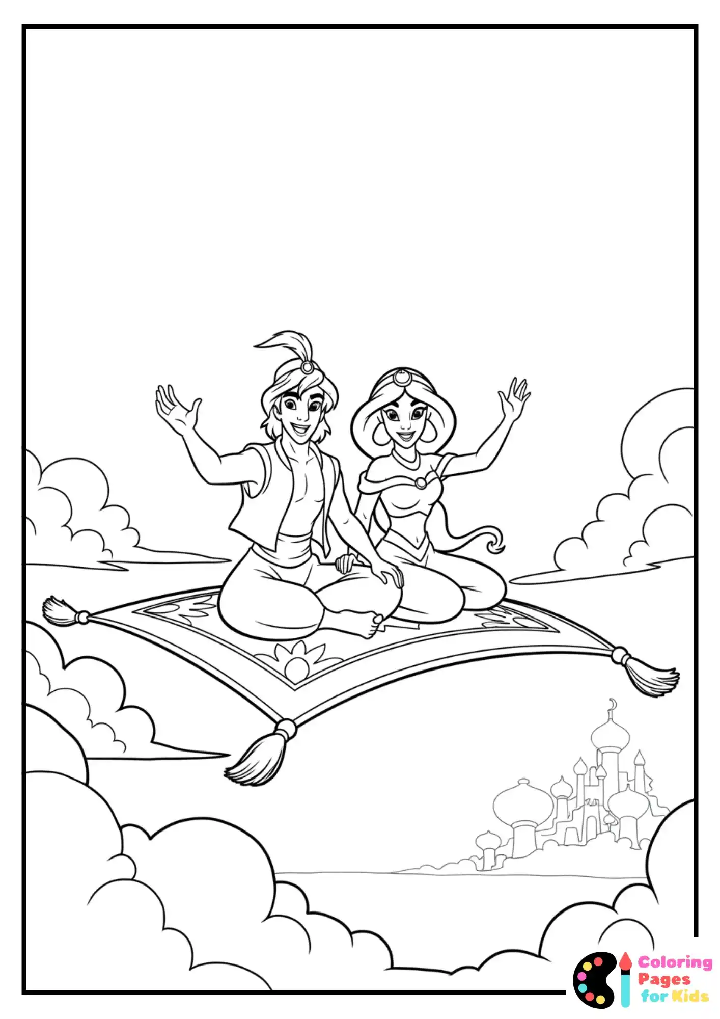 aladdin flying on magic carpet coloring page