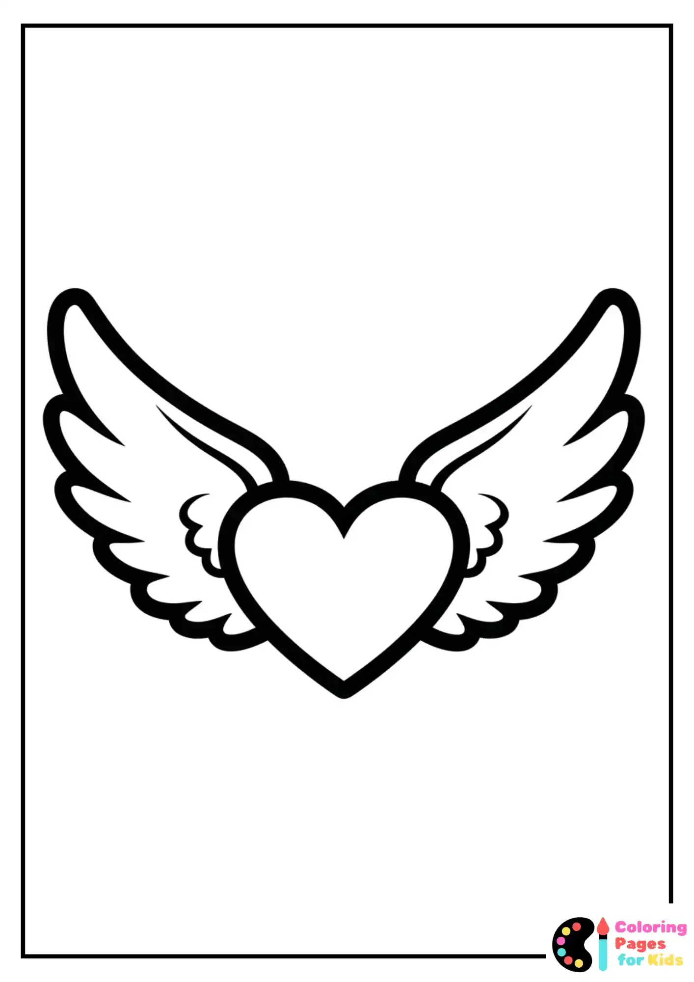 angel wings heart coloring page