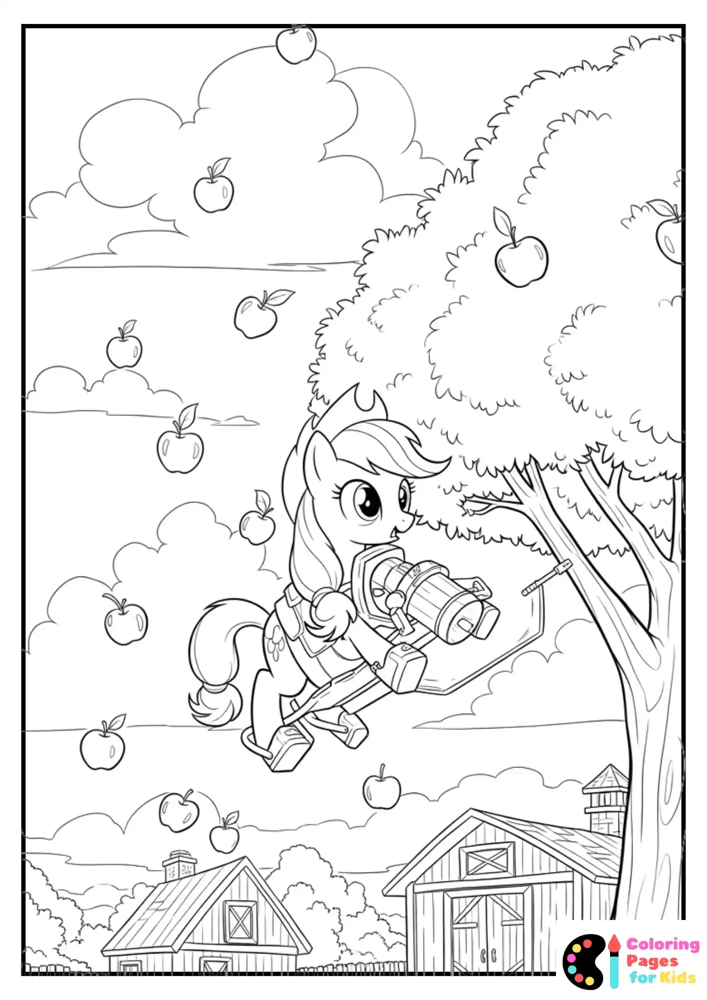 applejack bucking tree coloring sheet
