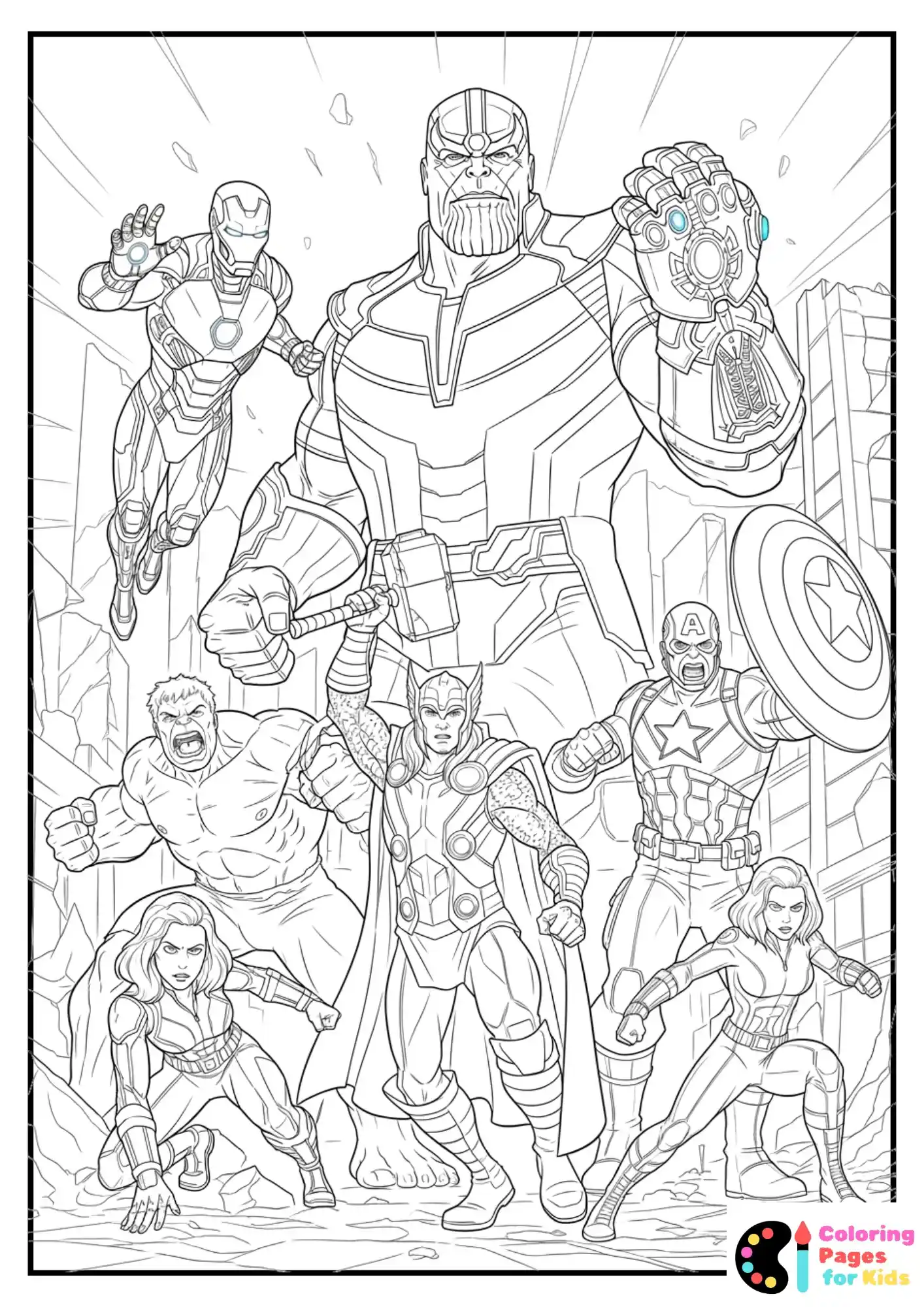 avengers vs thanos coloring page