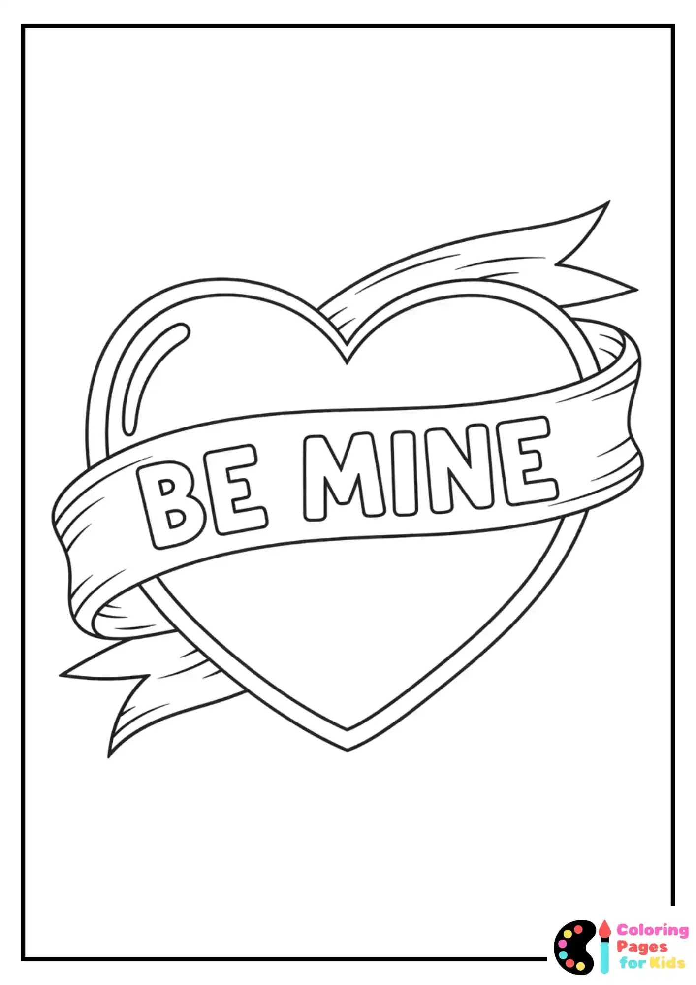 banner wrapped heart coloring page