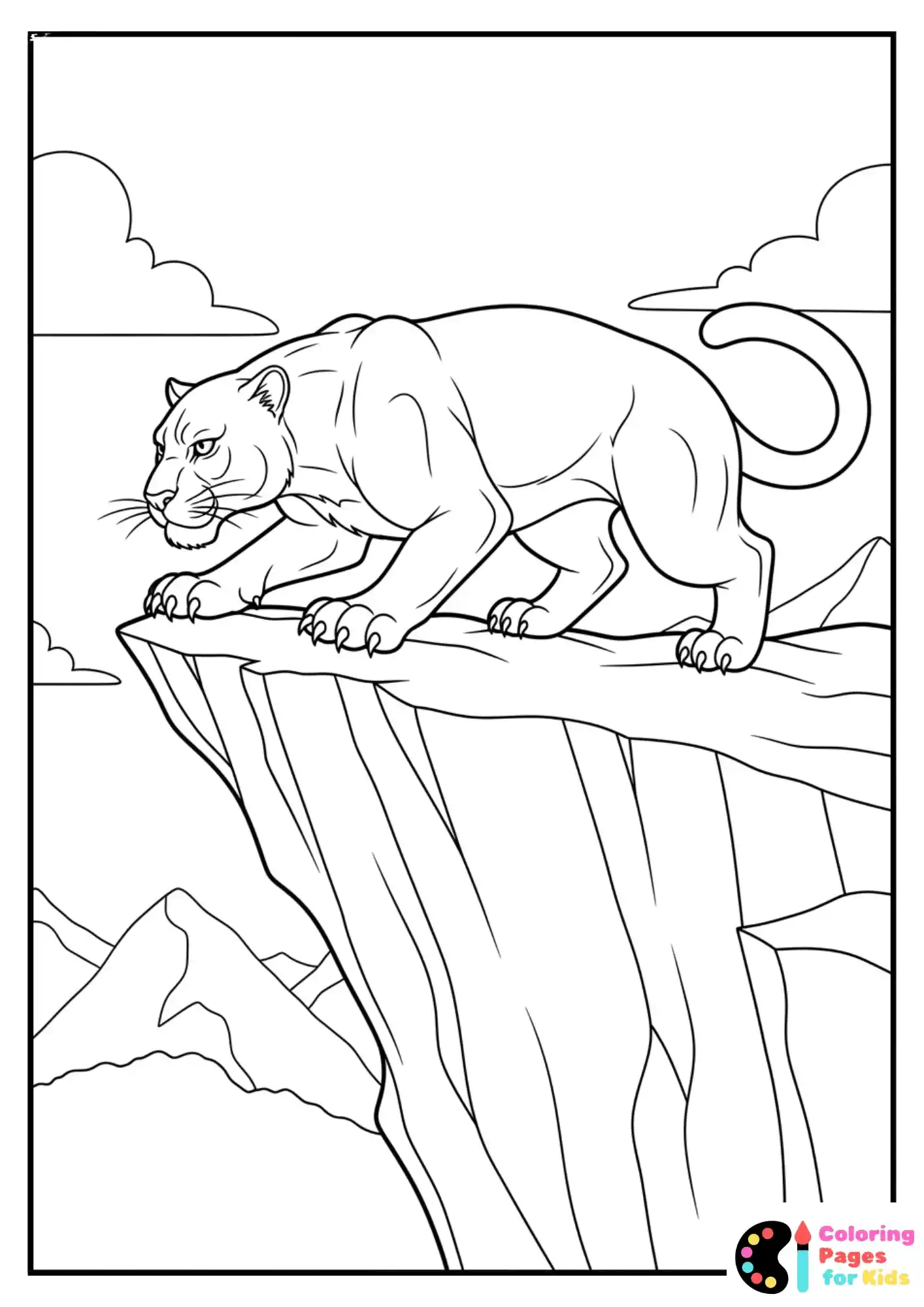 black panther crouching coloring sheet