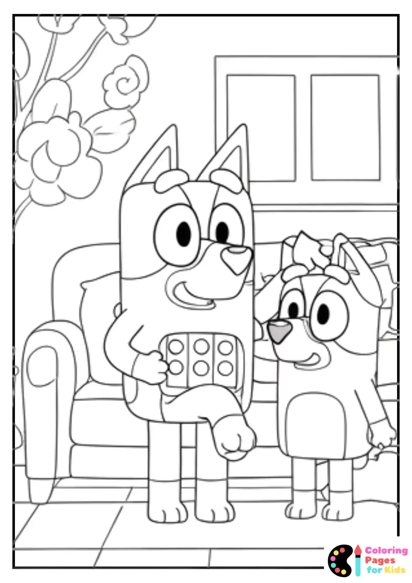 bluey with grandparents coloring page