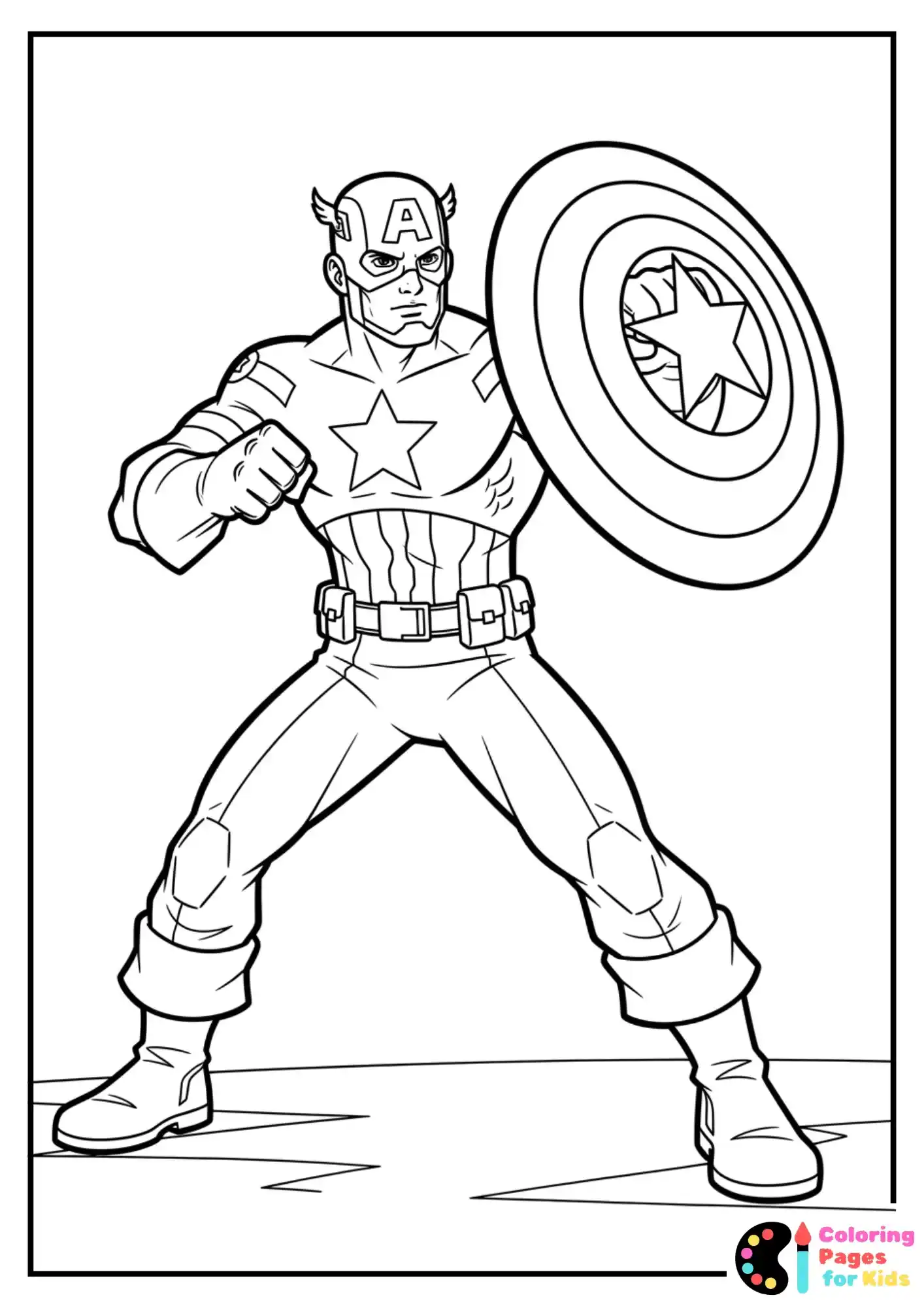 captain america with shield coloring sheet