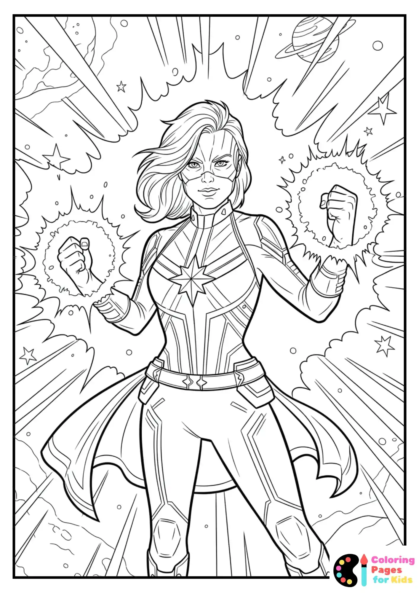 captain marvel cosmic glow coloring sheet