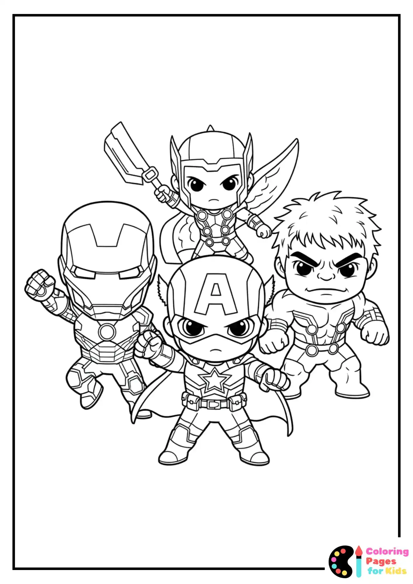 chibi avengers coloring page