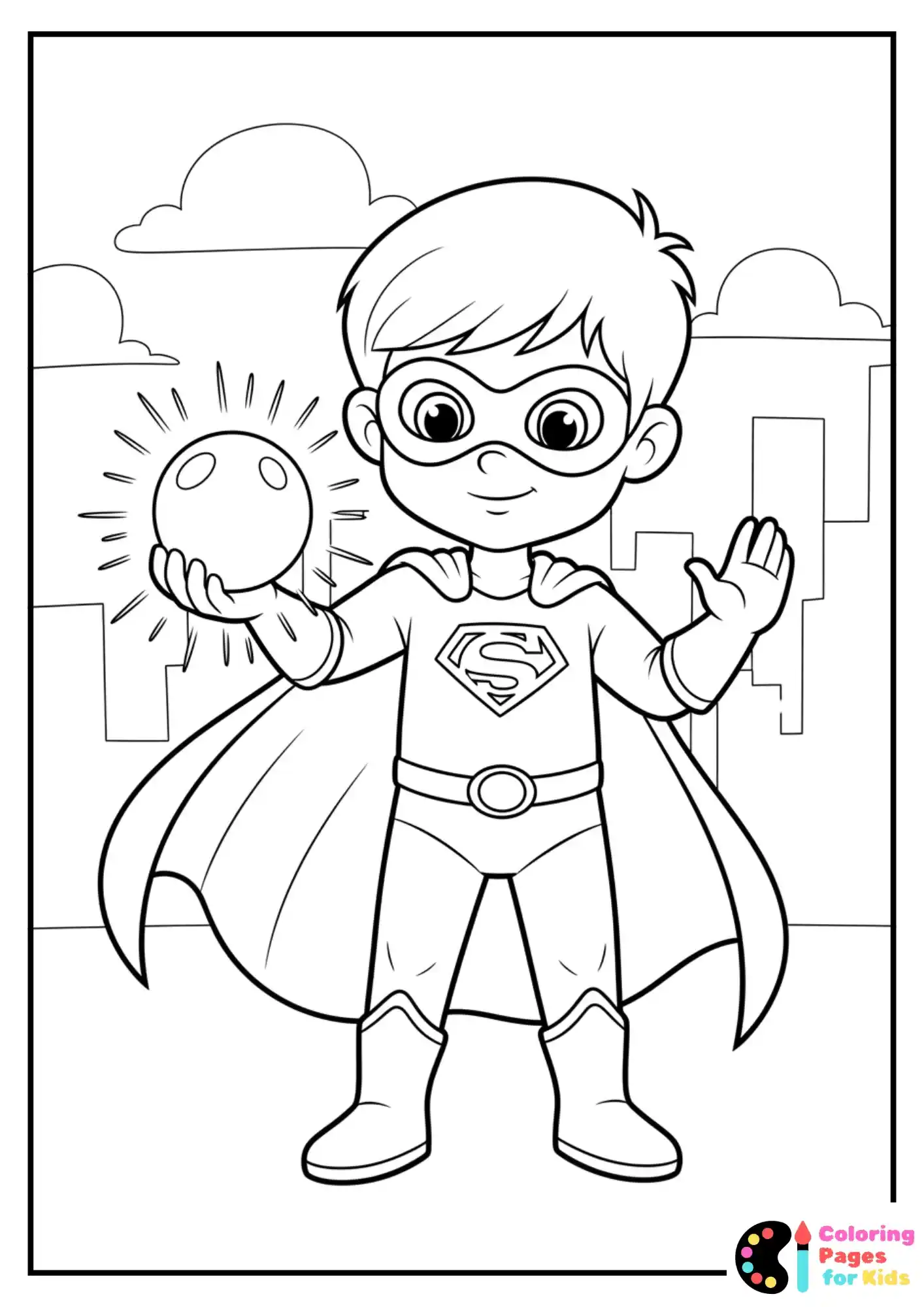 child hero with power orb coloring page