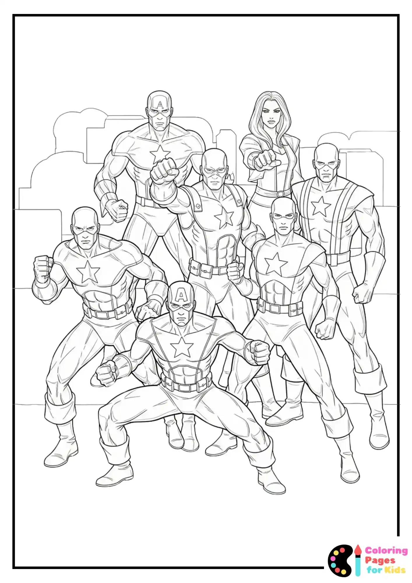 classic avengers team coloring page