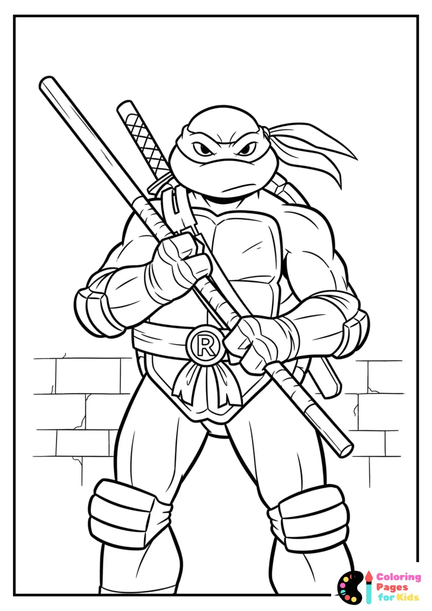 Ninja Turtles Coloring Pages for Kids (Free PDF Printable) 28 donatello with bo staff coloring picture