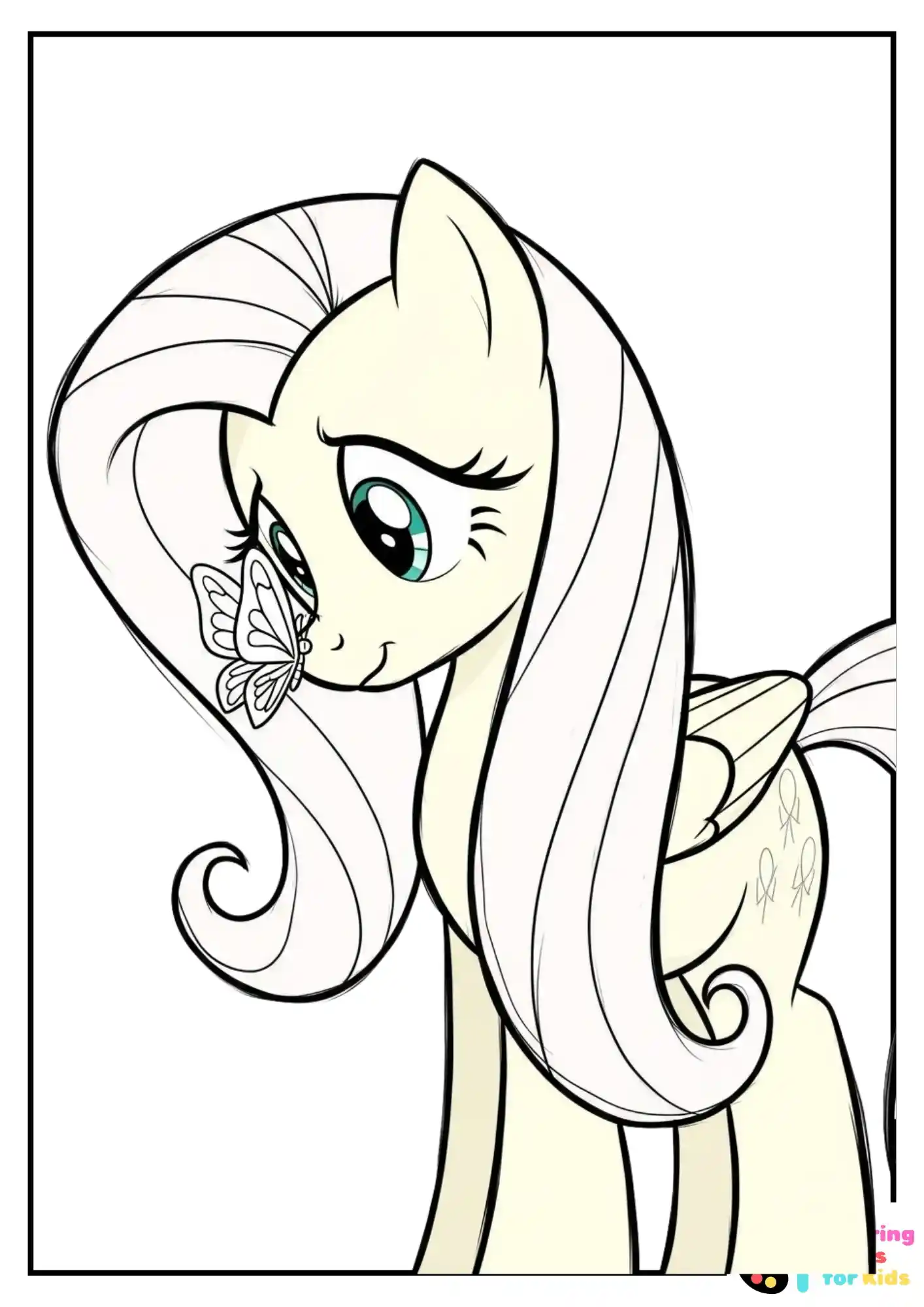 fluttershy with butterfly coloring page