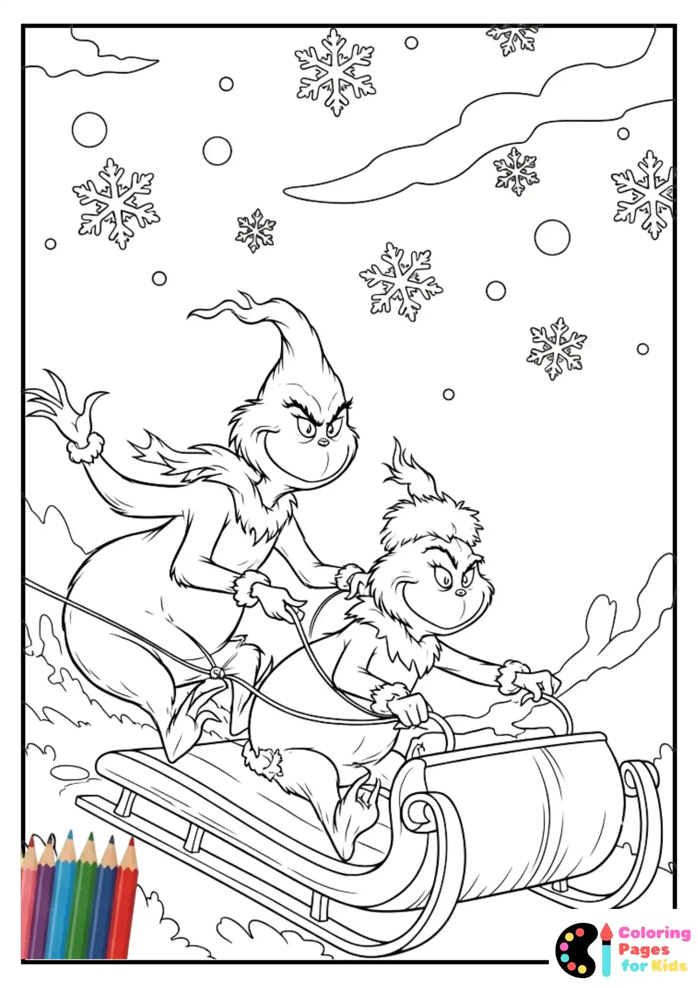 grinch and max sleigh ride coloring sheet