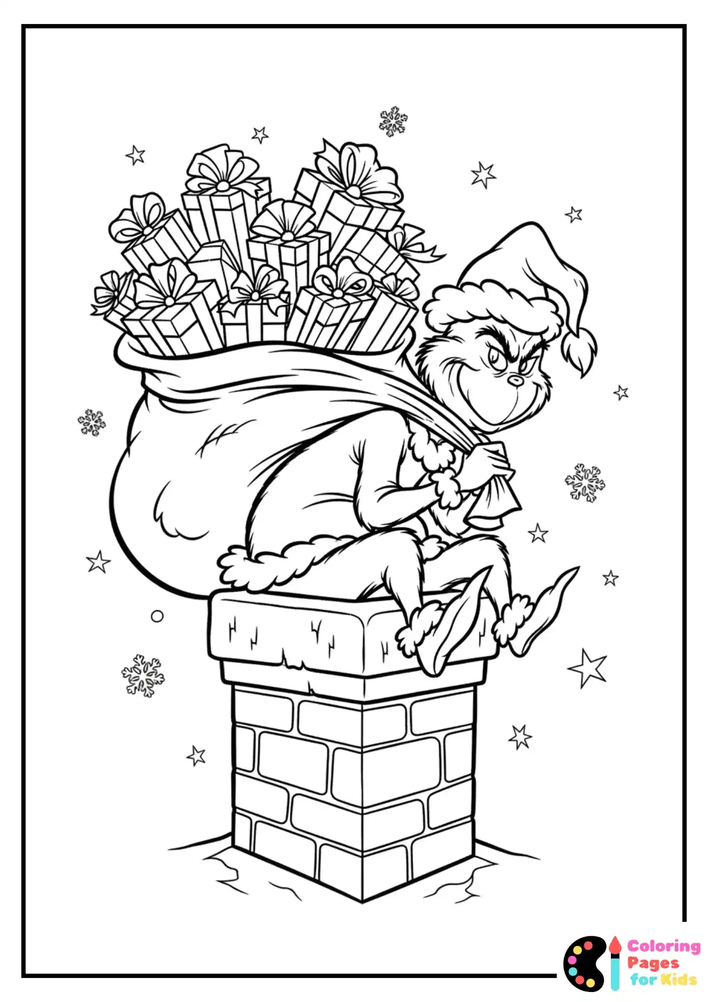 grinch down the chimney coloring sheet