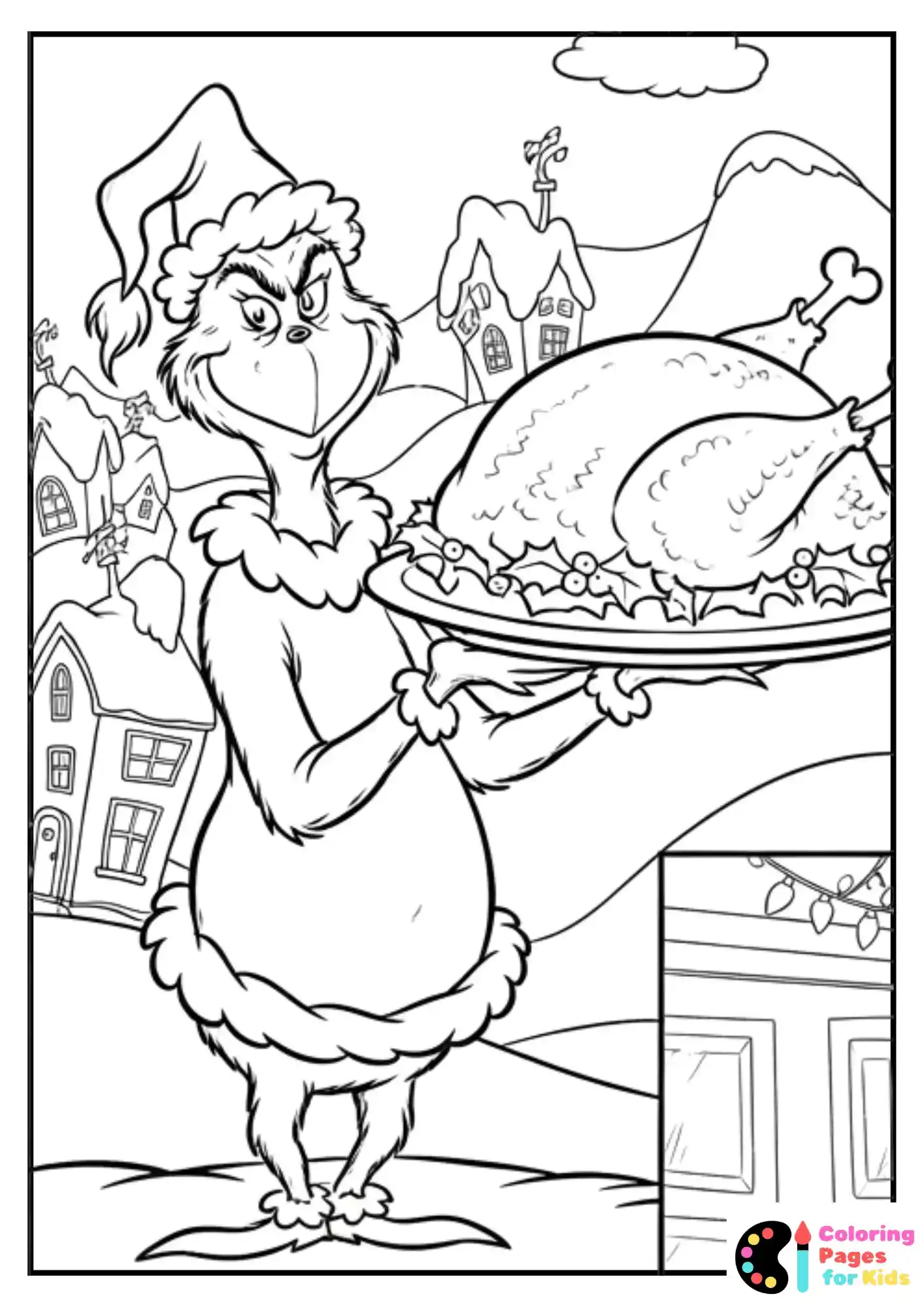 grinch with roast beast coloring sheet