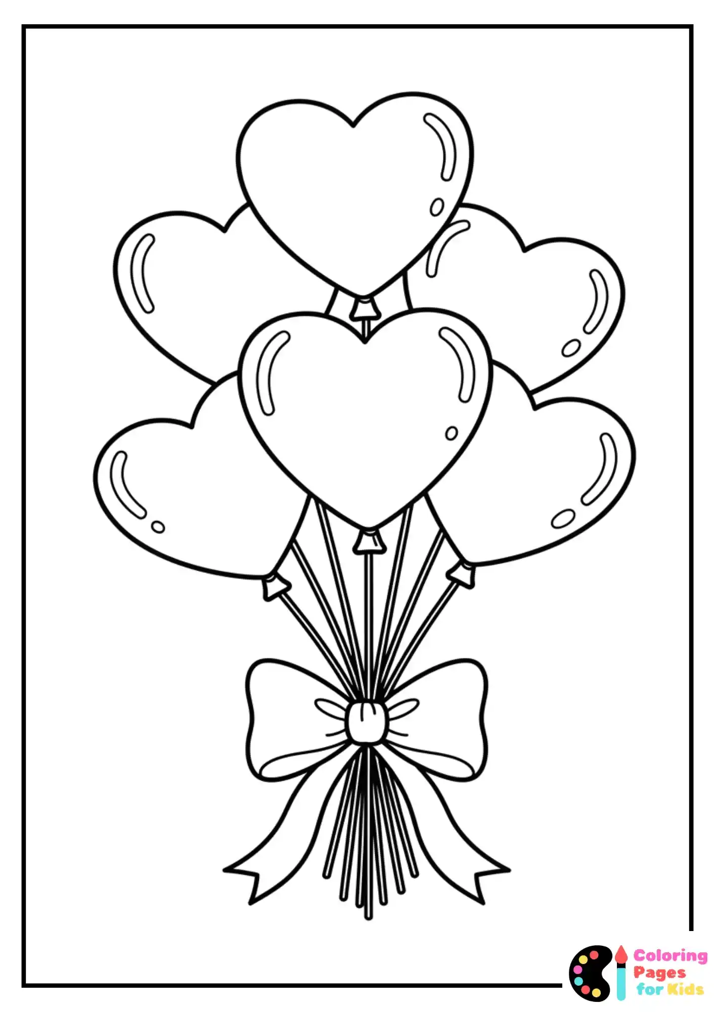 heart balloon bouquet coloring page
