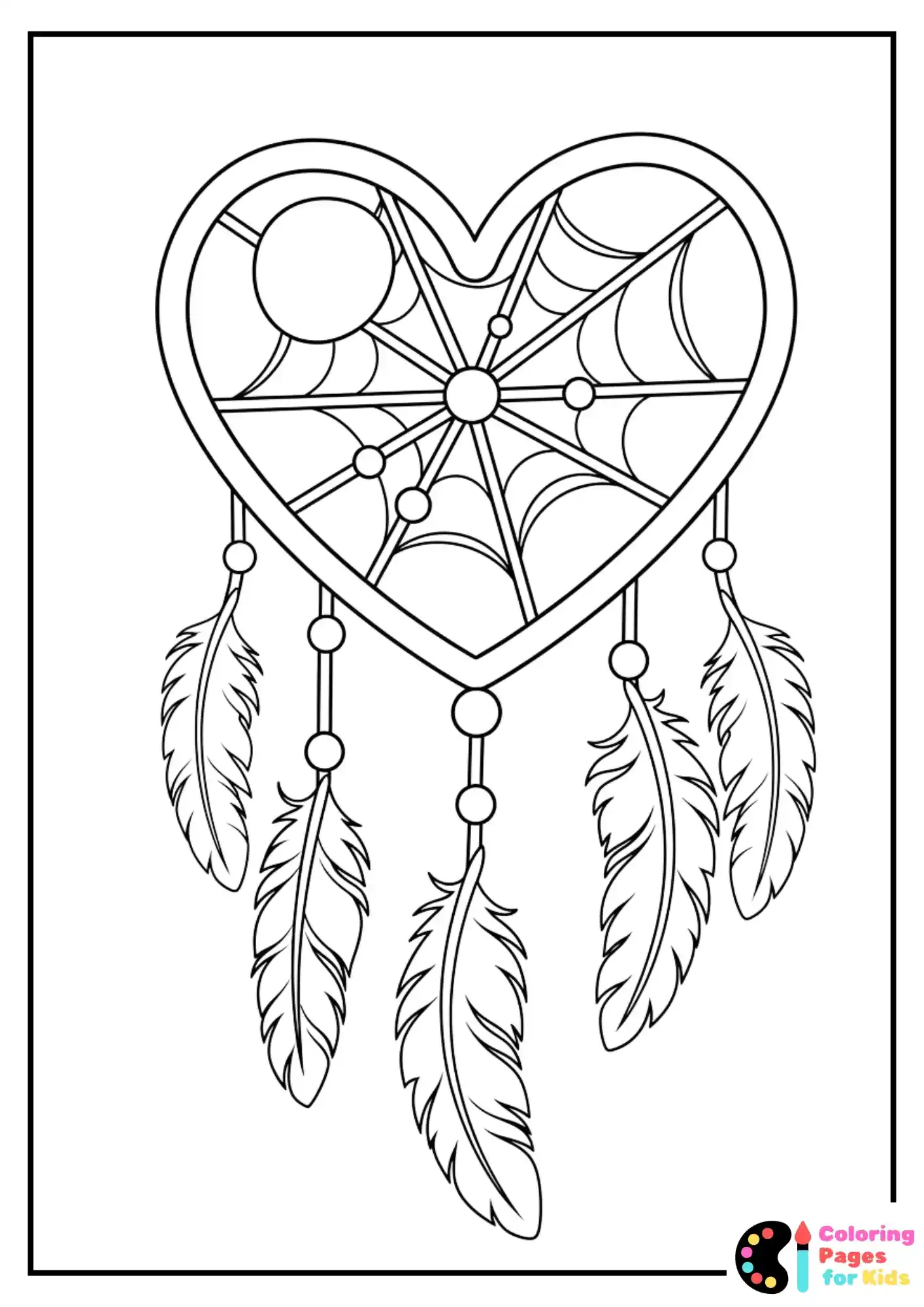 heart dreamcatcher coloring sheet