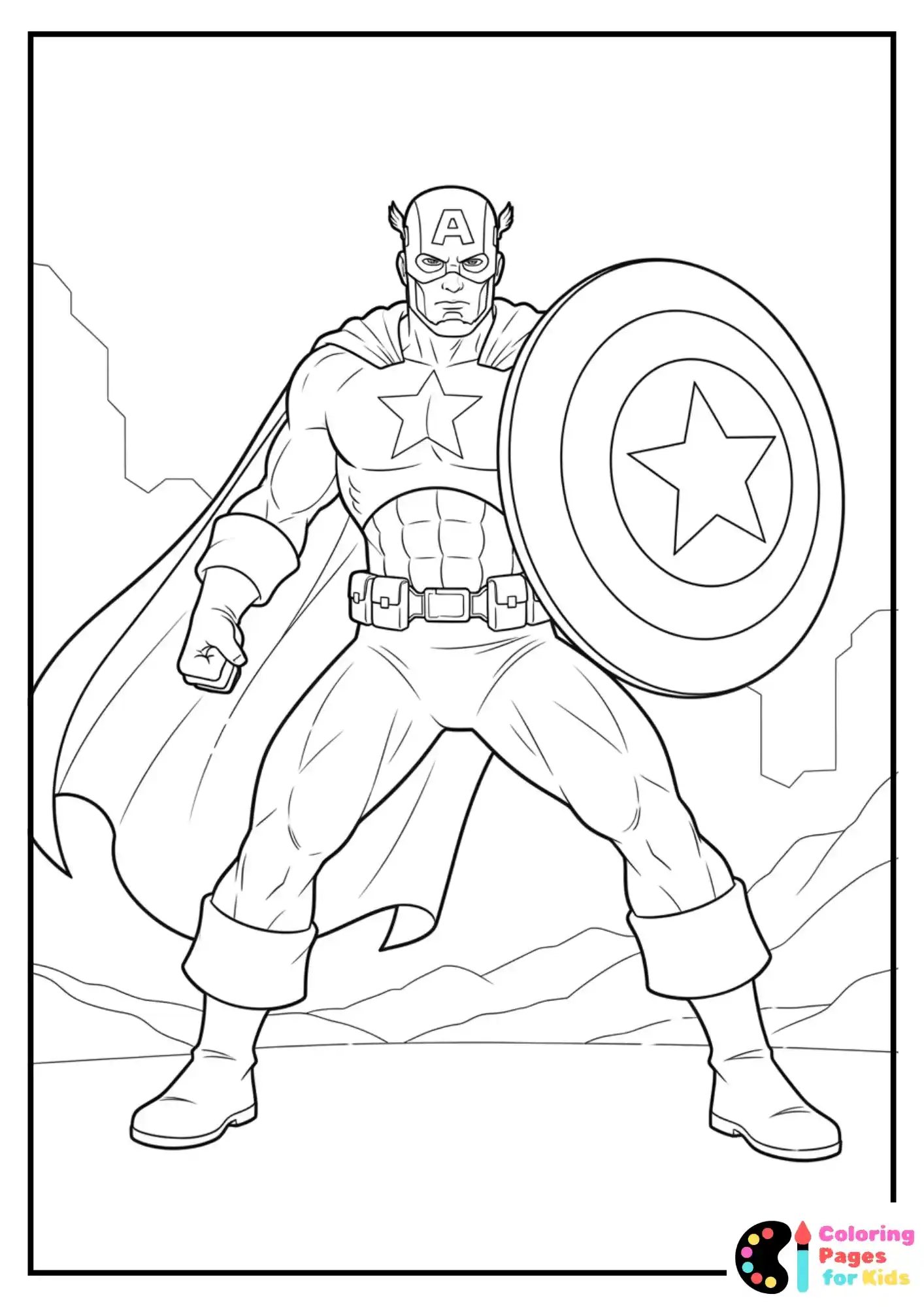 hero with shield stance coloring page