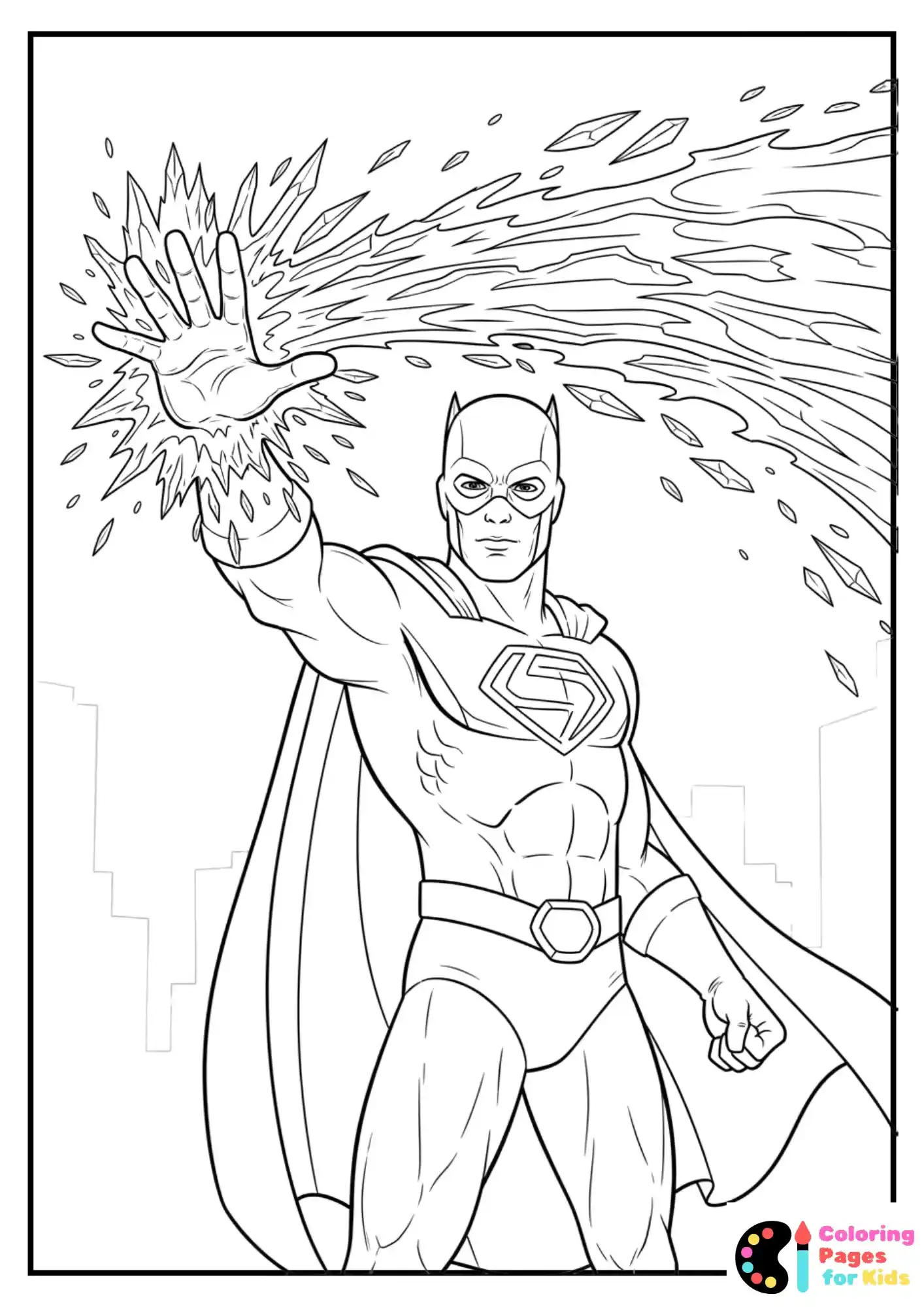 hero with water or ice power coloring page