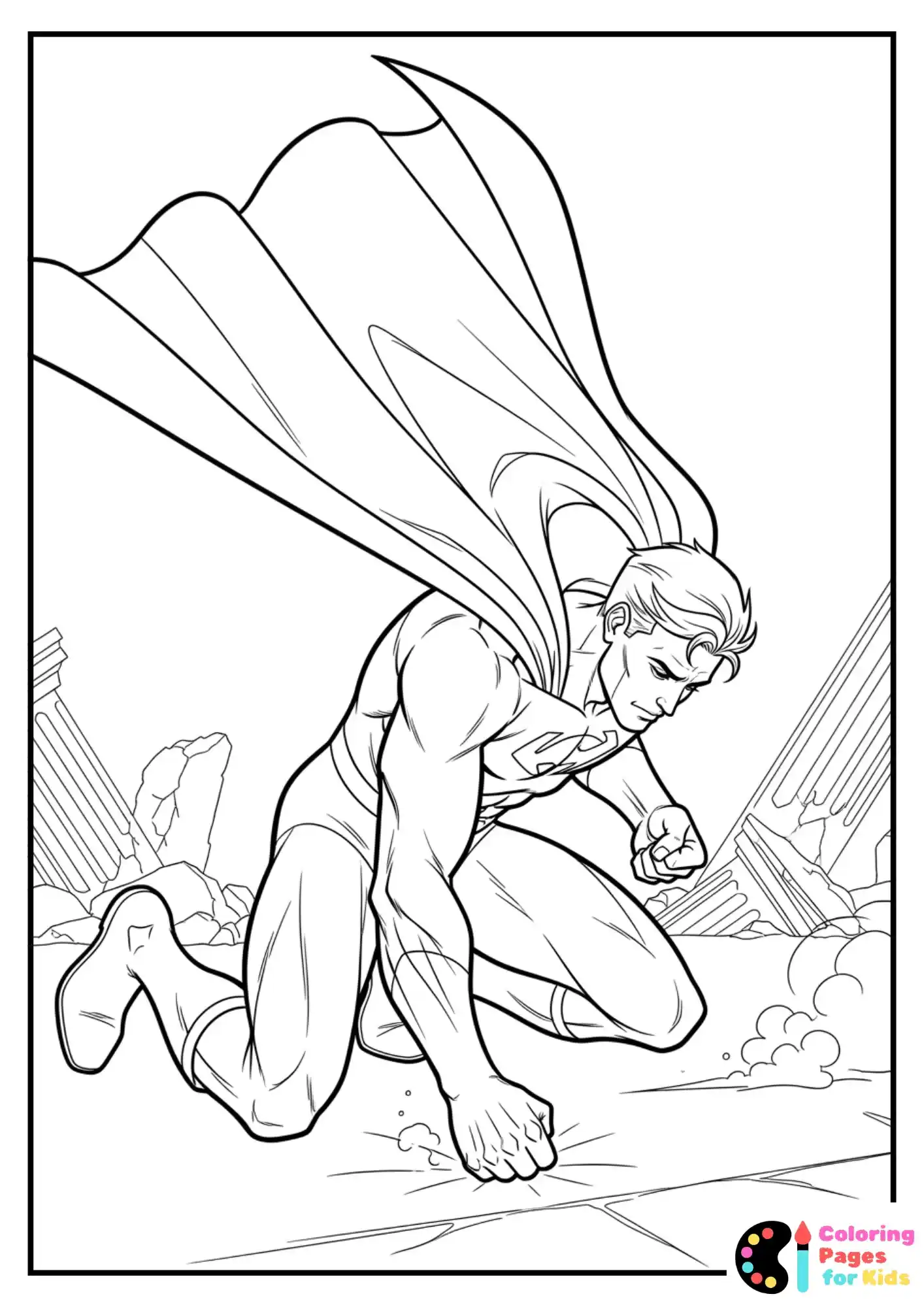 heroic landing pose coloring page