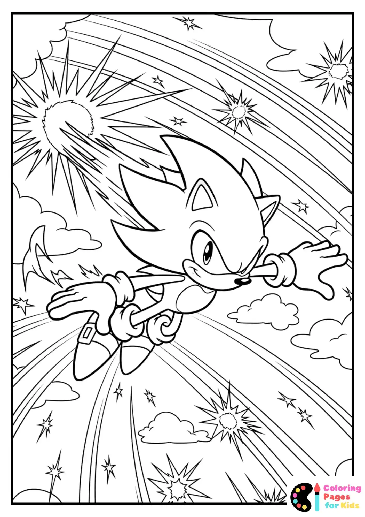 hyper sonic flying high coloring page