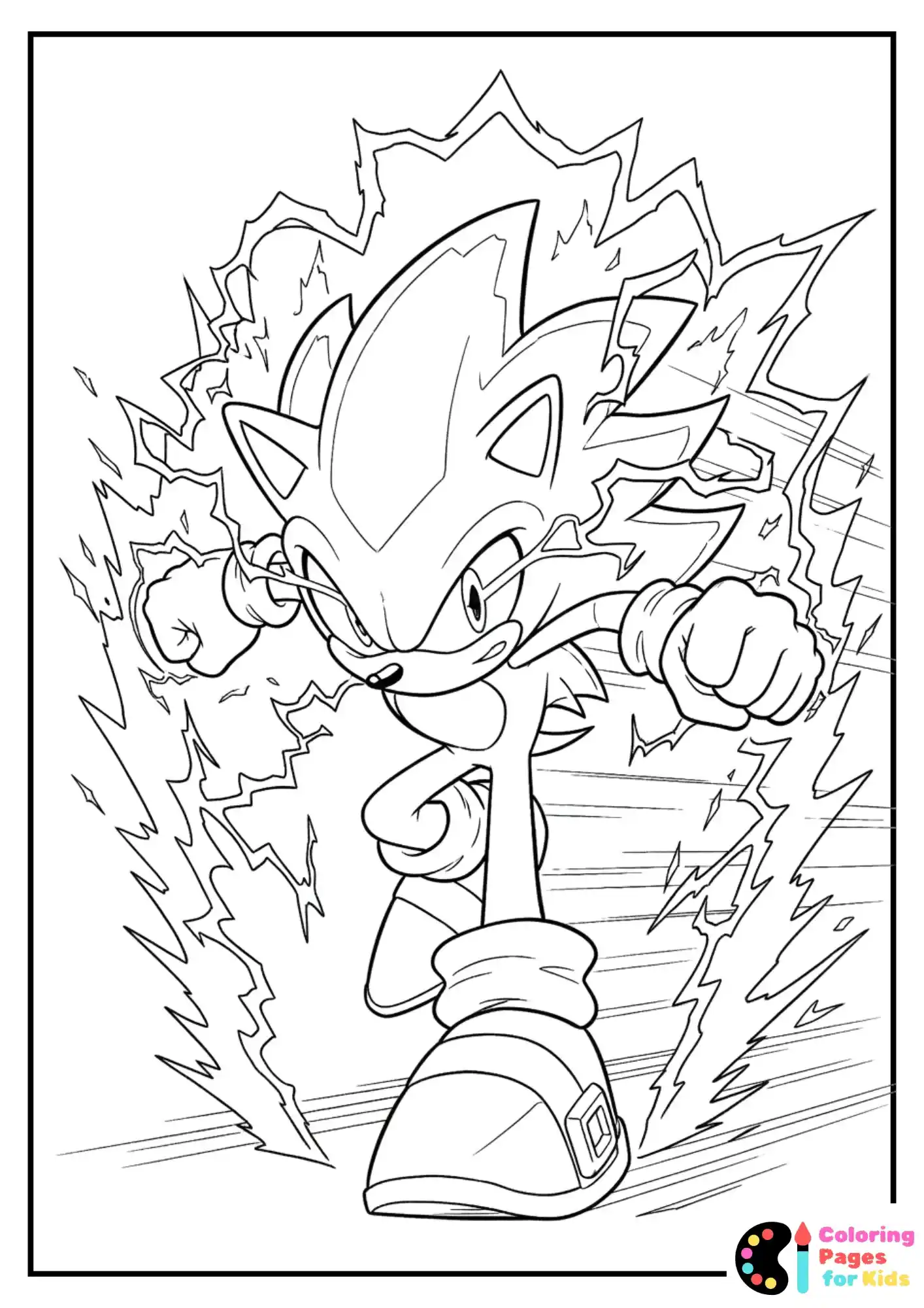 hyper sonic running fast coloring page