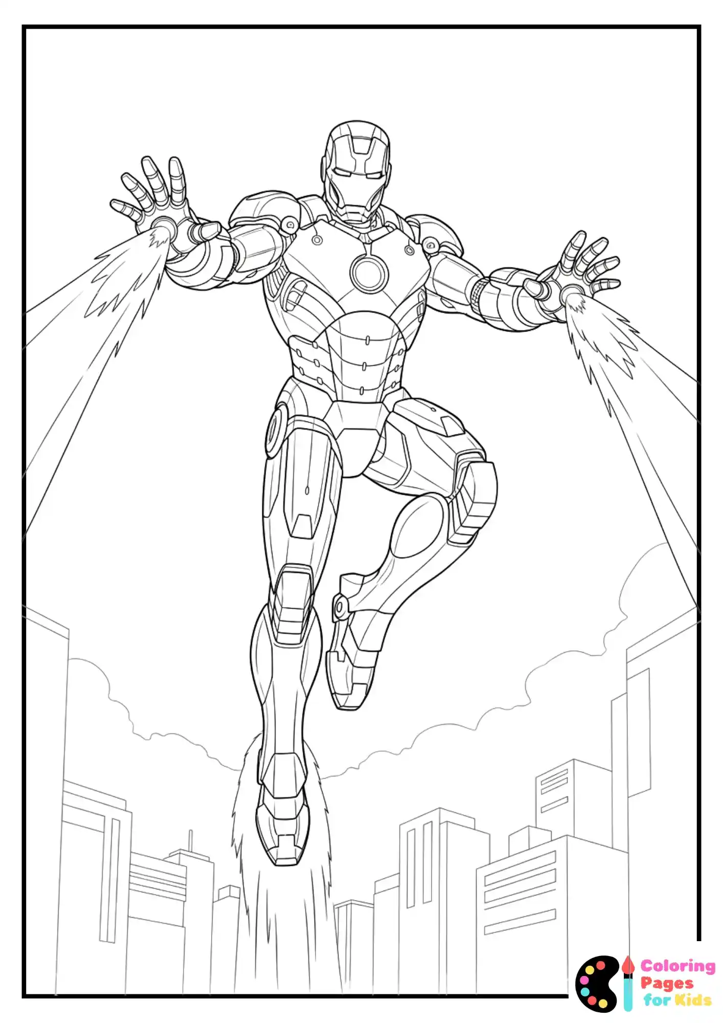 iron man blasting repulsors coloring page
